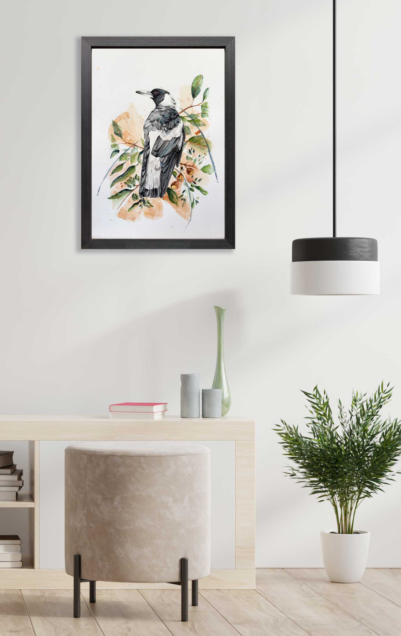 Magie Magpie Framed Jess King Insitu