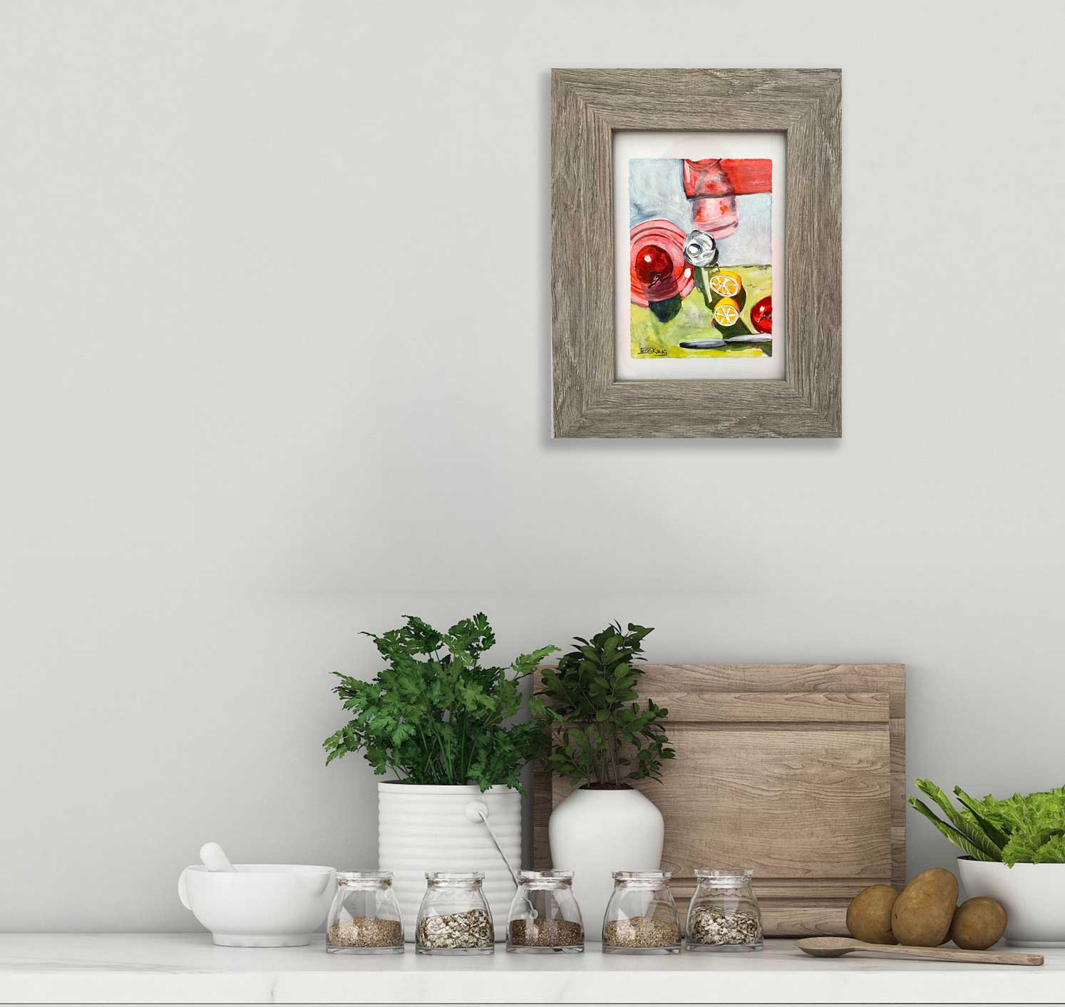 Tiny Treasure Apple Lemon Original Framed Jess King Artist Web Insitu