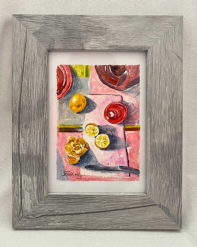 Tiny Treasure Red Vase and Orange Rose