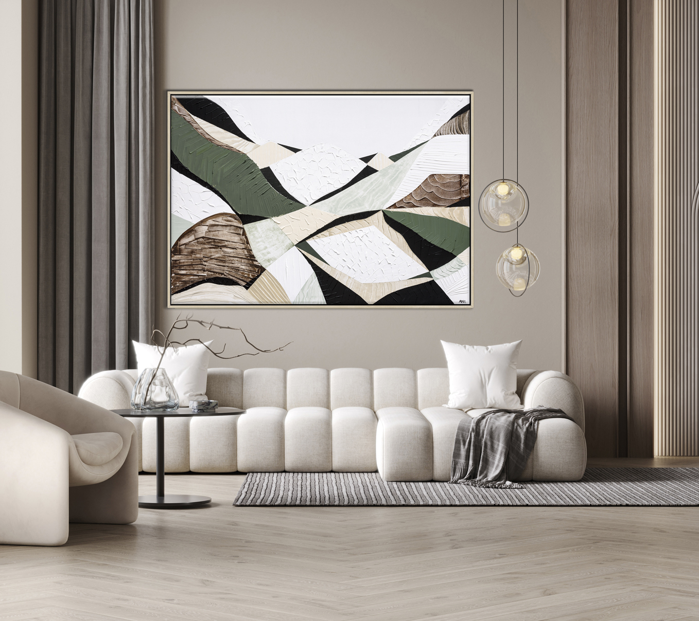 Minimalist Modern Living Room Interior Background, Living Room Mockup, Empty Wall Mockup, 3d Rendering