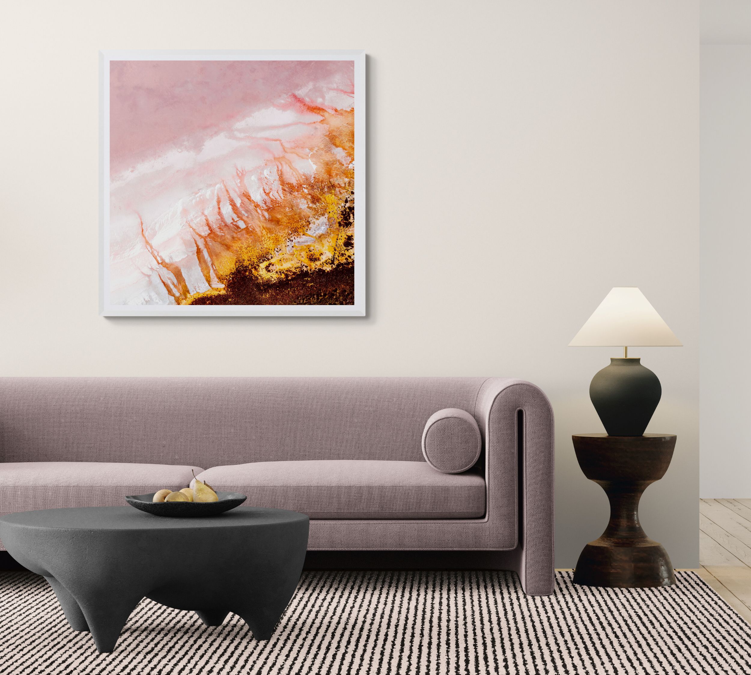 Modern Living Room With An Organic Coffee Table