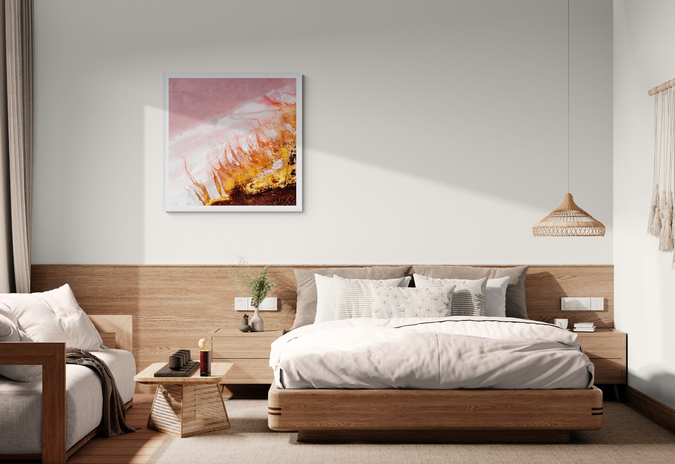 Comfy Boho Bedroom With Wood Accents