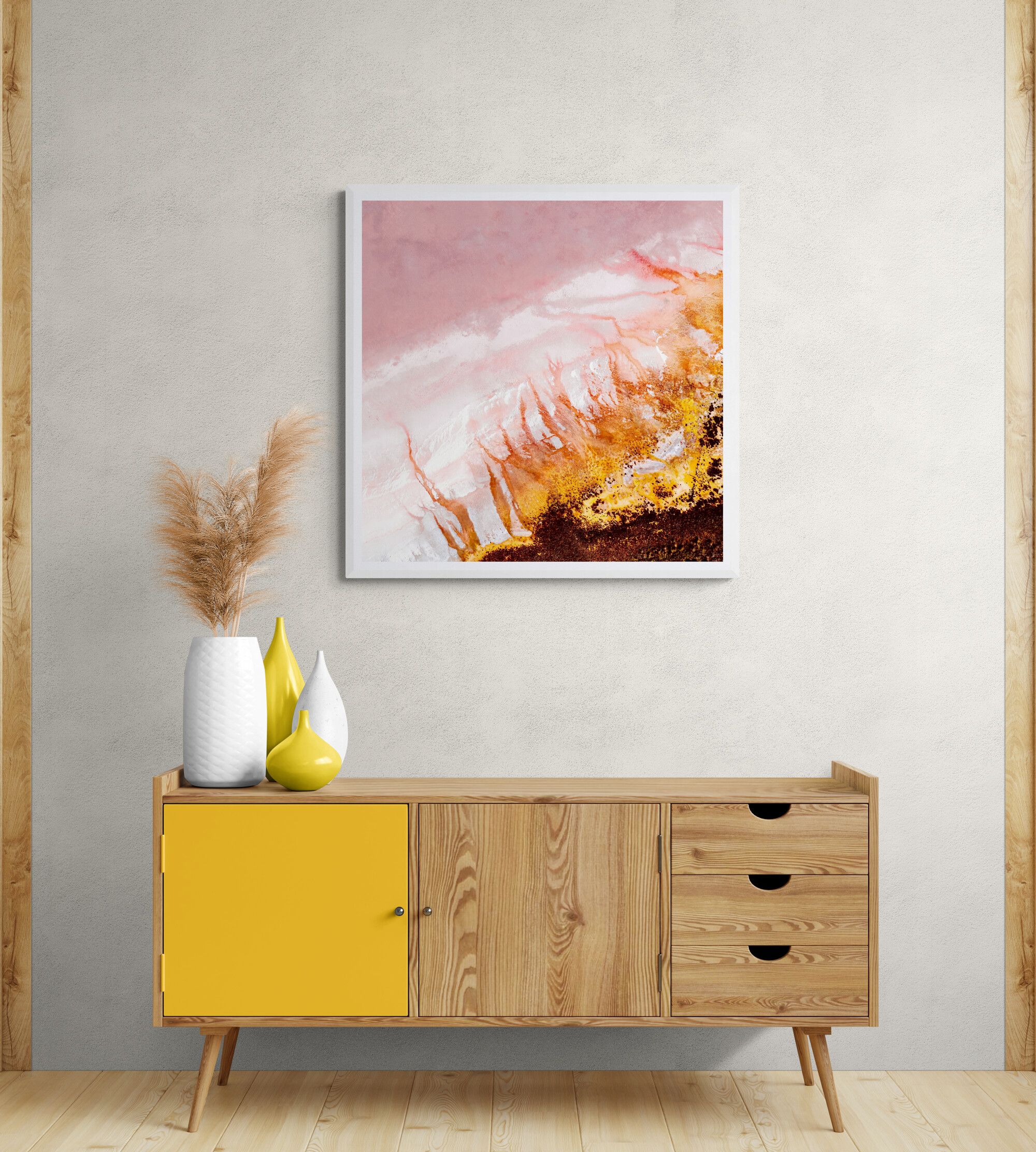 Ceramic Vases Sitting On A Wooden Cabinet (3)