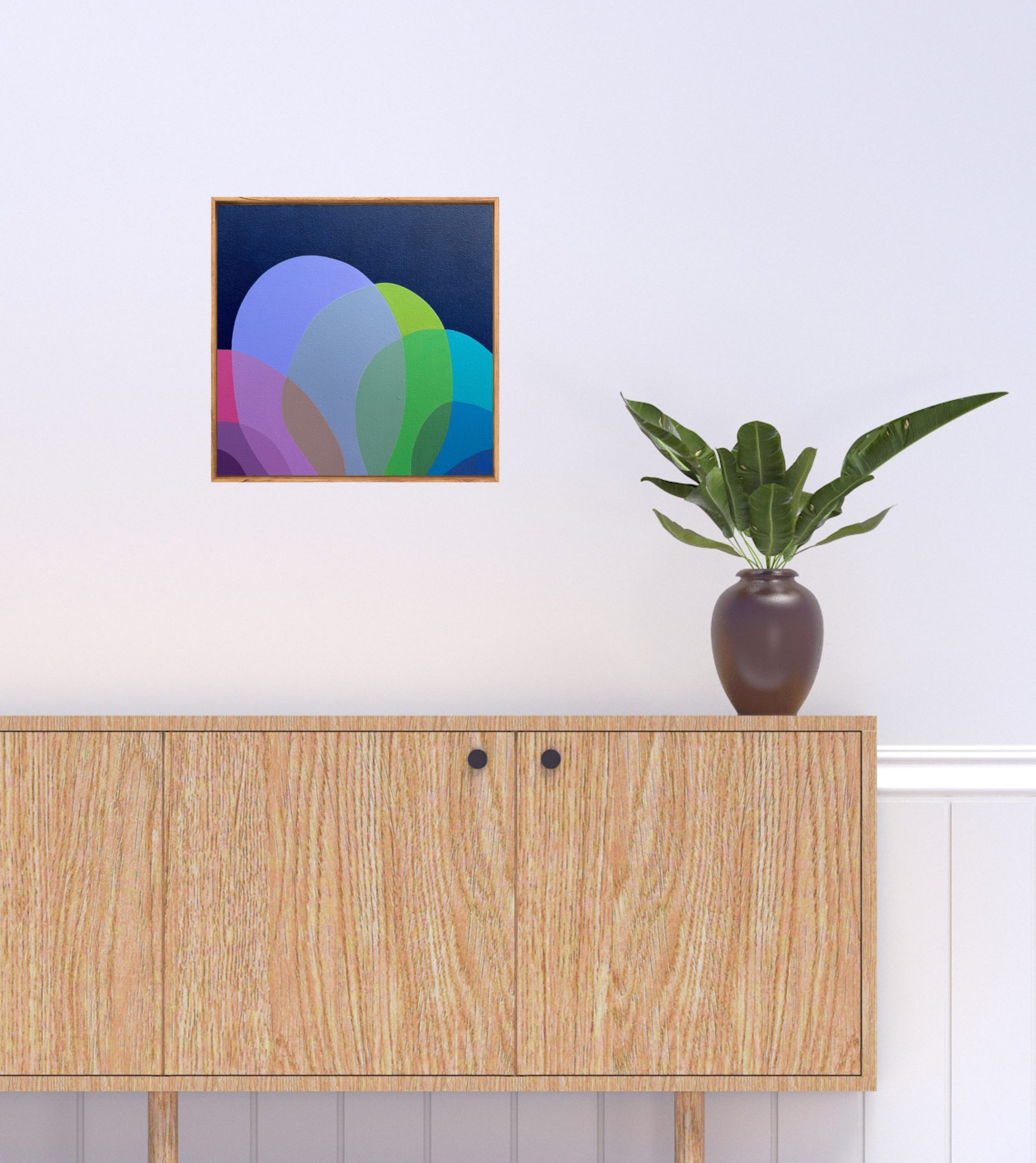 Charlotte De Pace Midnight Bloom I Insitu Above Sideboard Art Lovers Australia