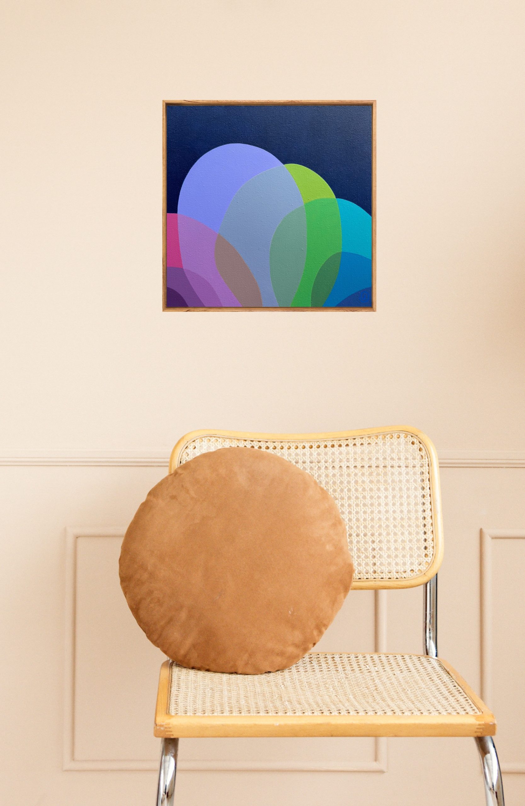 Charlotte De Pace Midnight Boom I Insitu Above Chair Art Lovers Australia