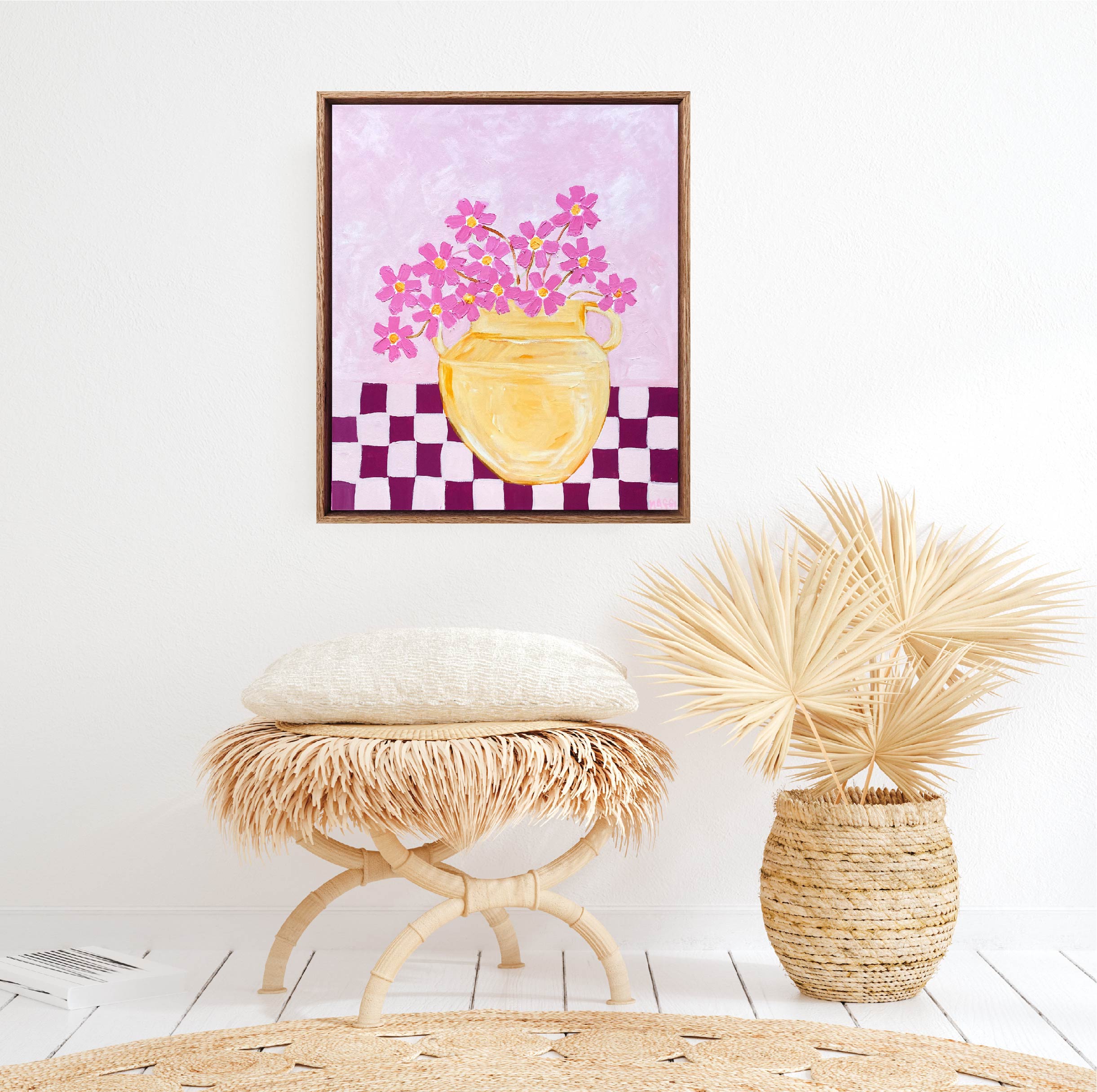 Pink Daisies In Urn In Situe