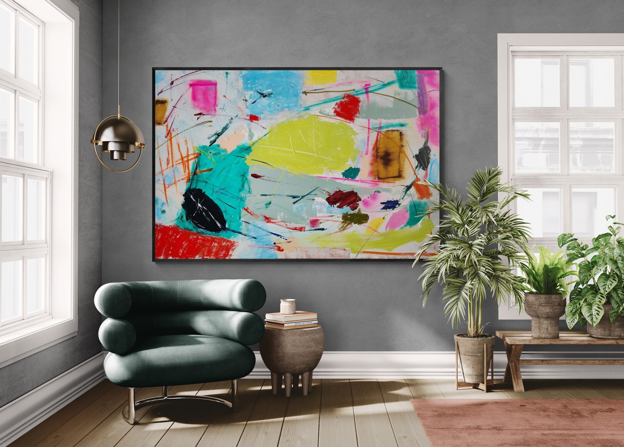 Living Room With Fancy Chair And Plants 2