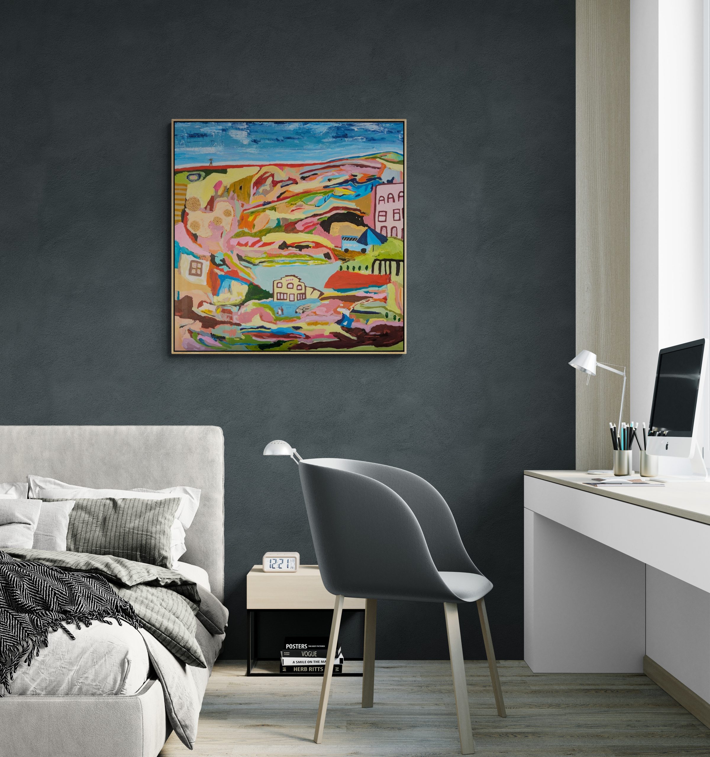 Modern Bedroom With A Study Desk