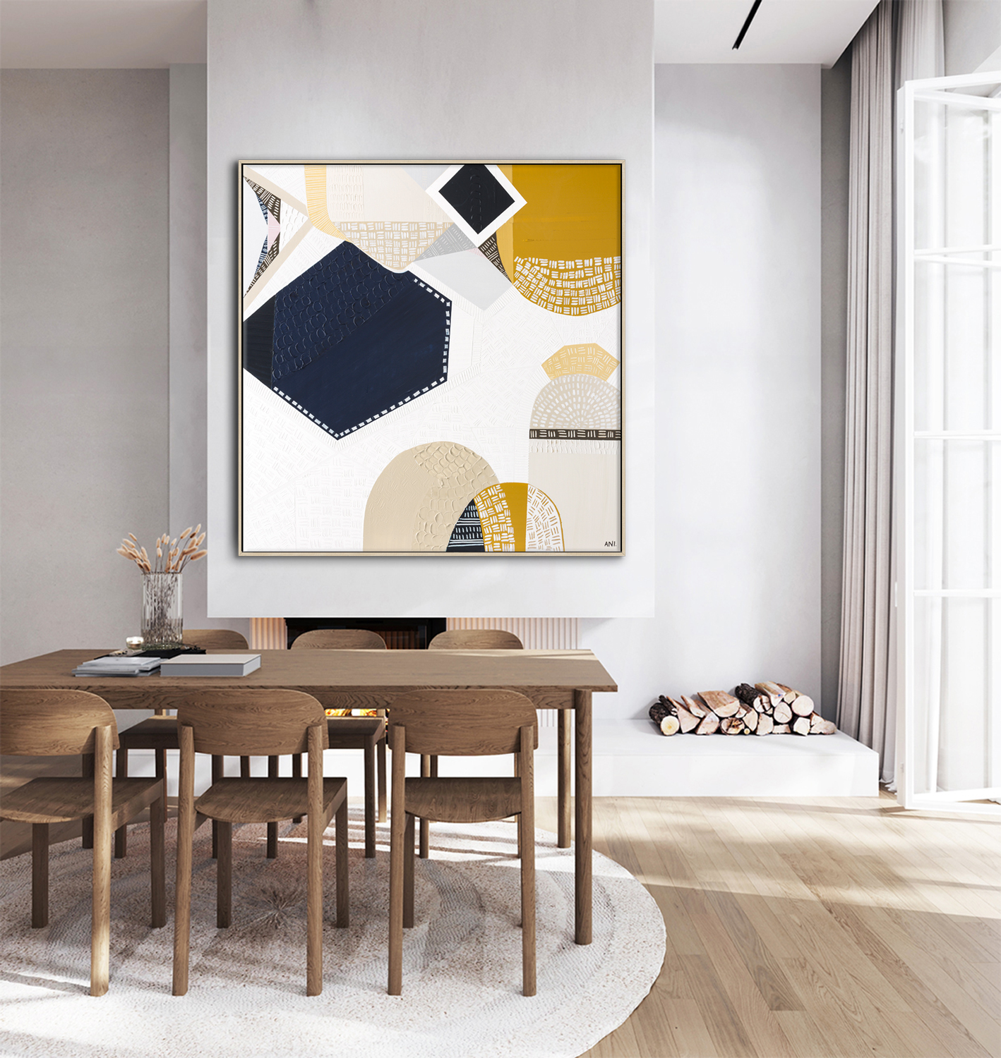 Poster Frame Mockup In Stylish Beige Living Room Interior, 3d Re