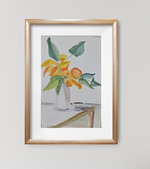 Orange Trumpet Flowers Framed