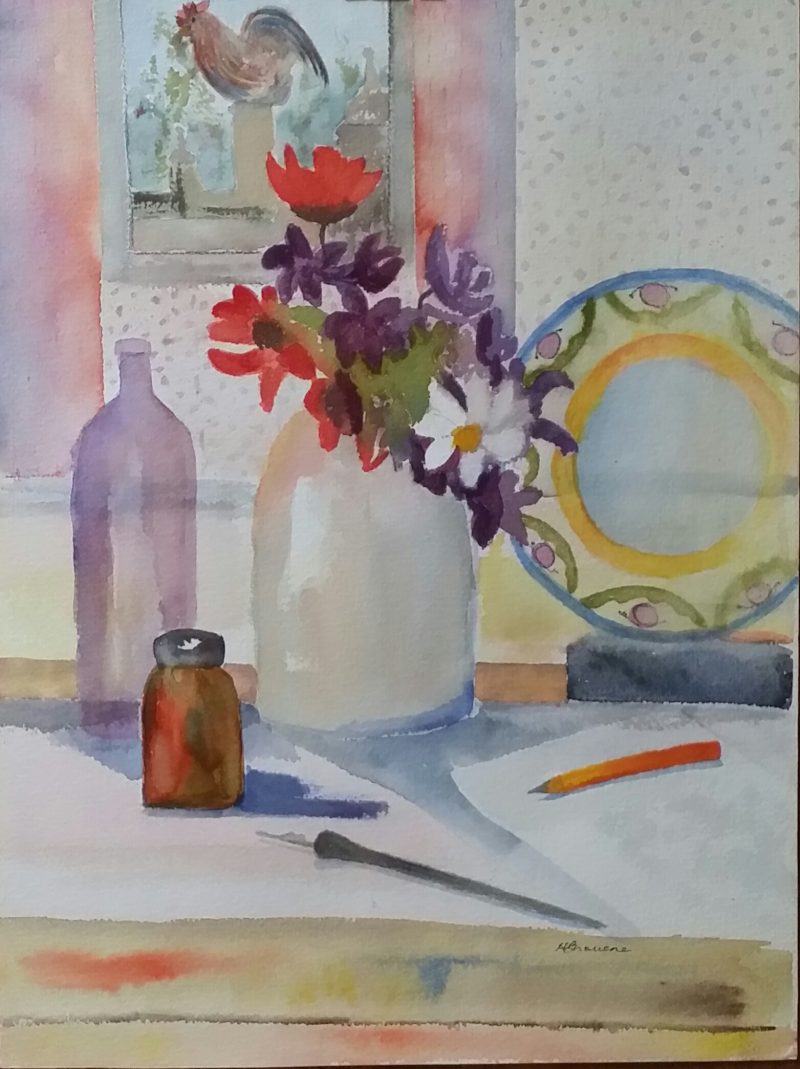 Stoneware Vase and Letter