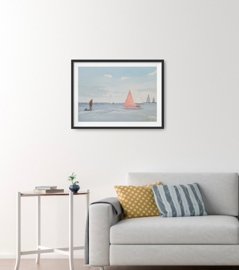 Red Sailboat On Wall