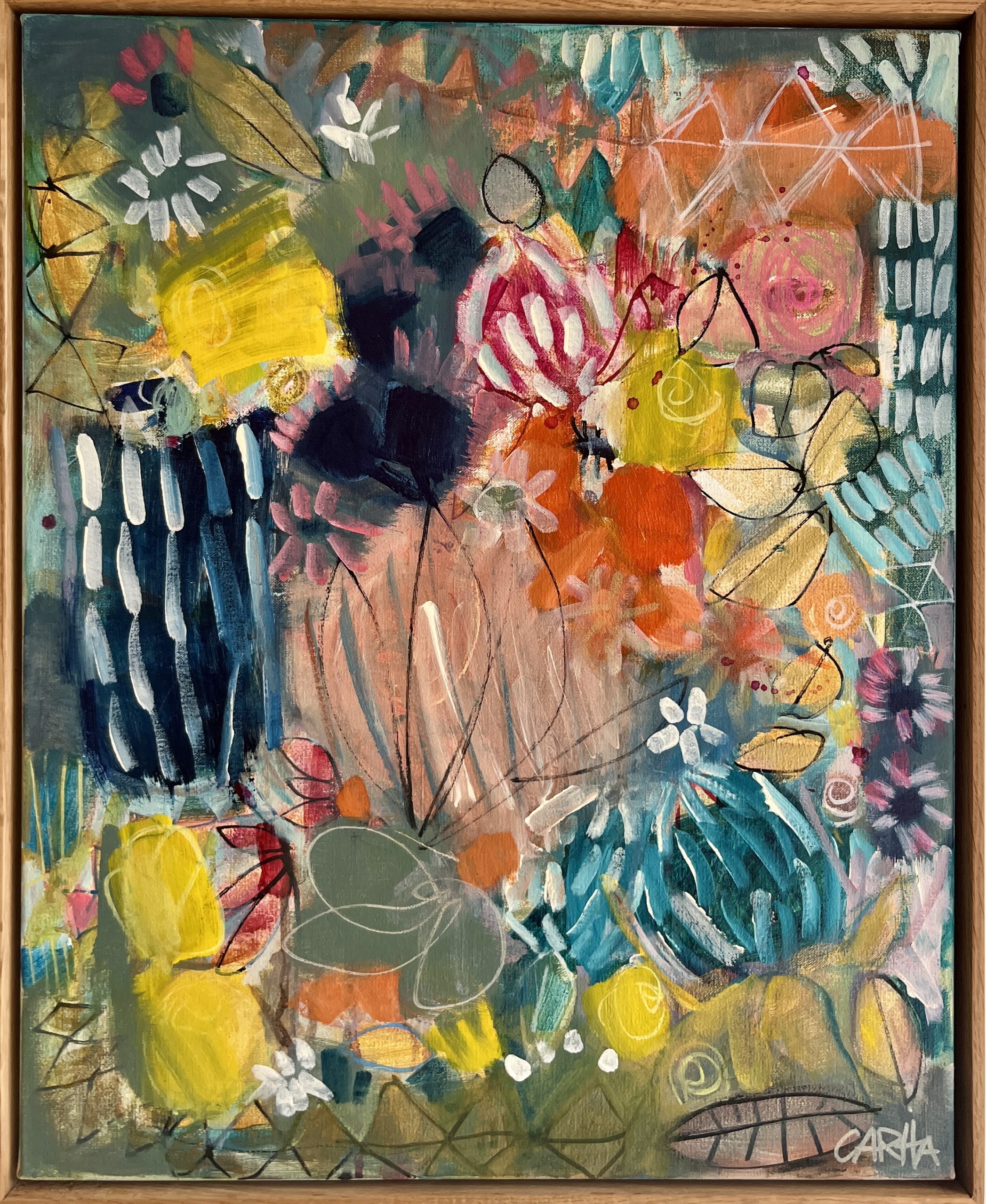 Carita Farrer Spencer Flower Rebellion 43 X 53cm Framed In Oak