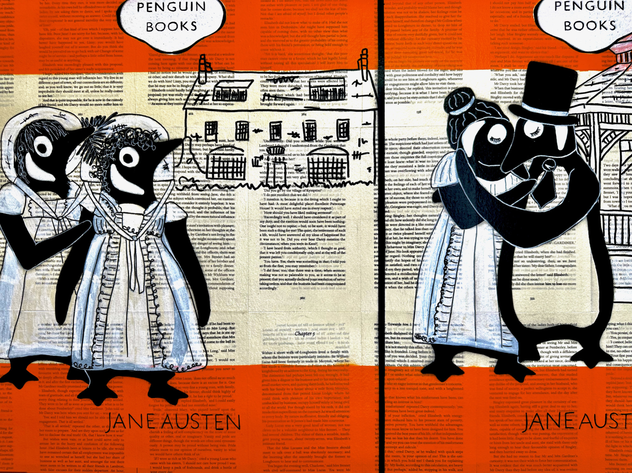 Penguin Books The Jane Austen Trilogy Pop Art Deborah Lang Debstar Art Urban Canvas 4