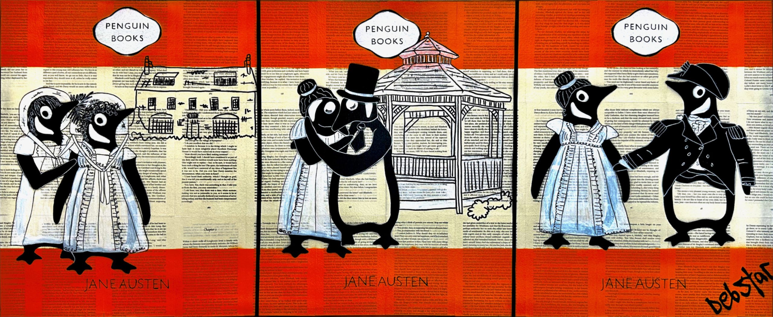 Penguin Books The Jane Austen Trilogy Pop Art Deborah Lang Debstar Art Urban Canvas 8