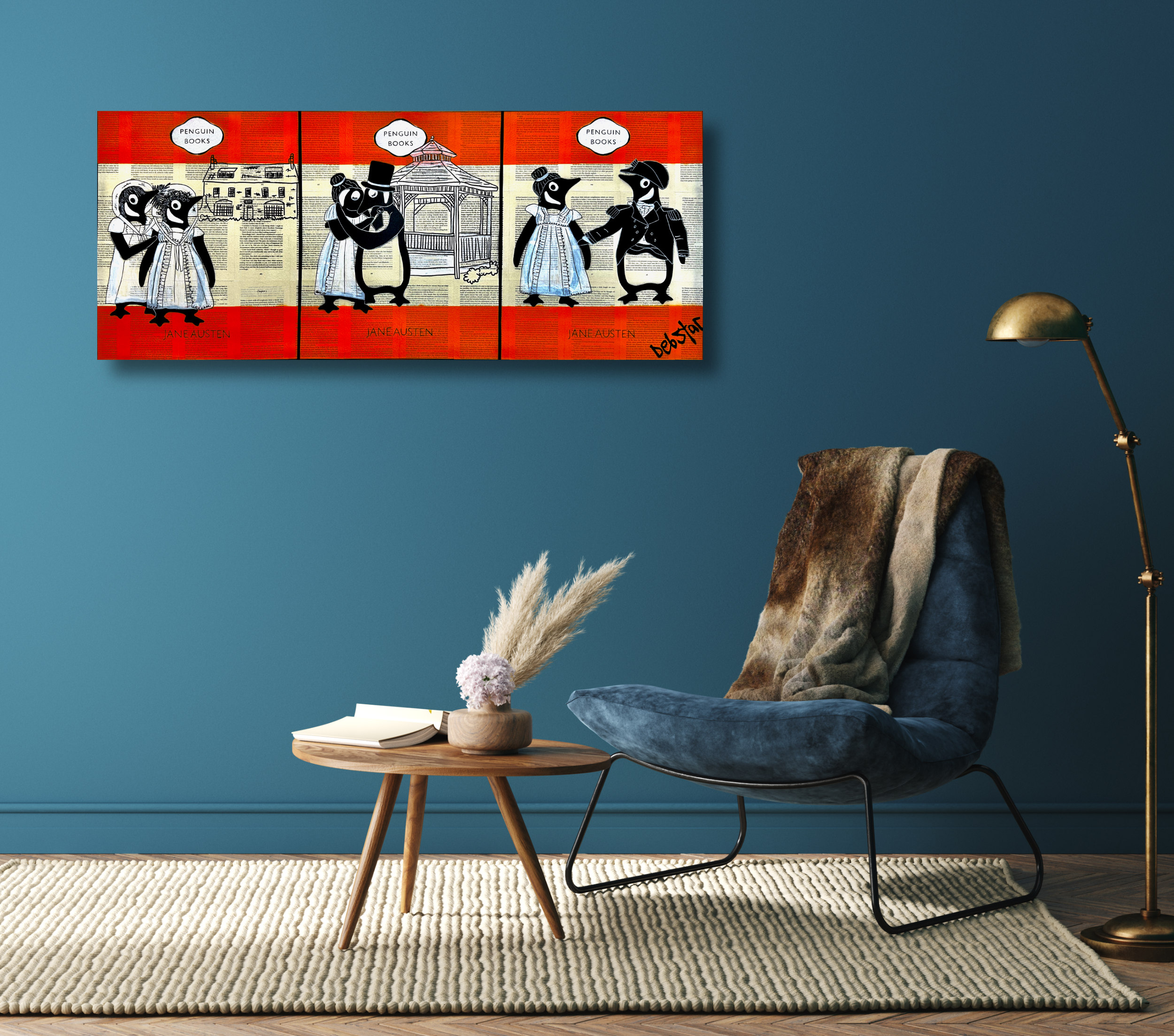 Home Interior Mock Up With Dark Green Armchair, Table And Decor In Living Room