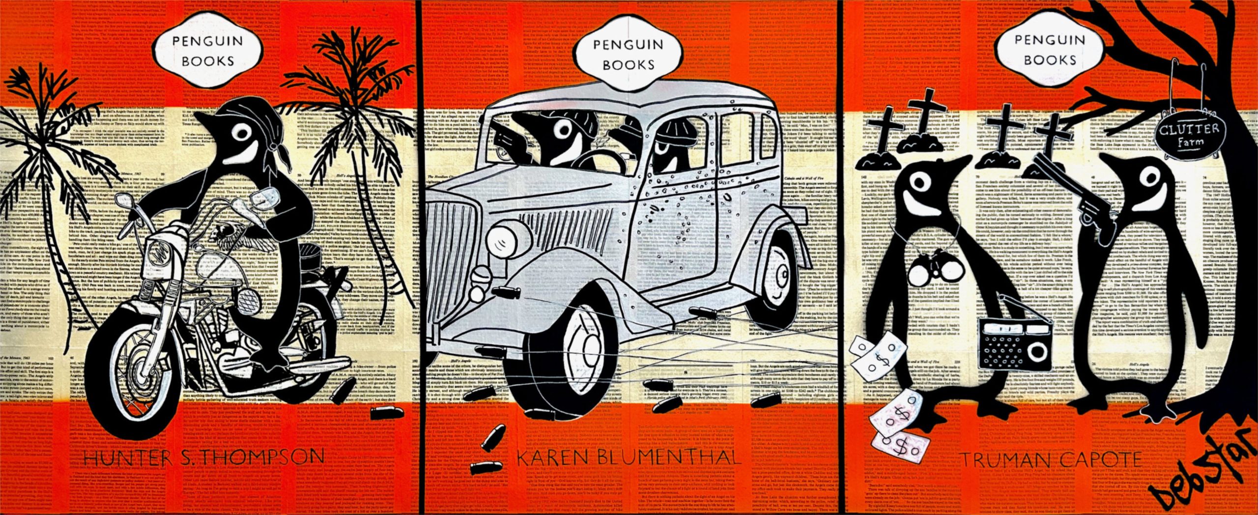 Penguin Books The True Crime Trilogy Pop Art Deborah Lang Debstar Art Urban Canvas 3