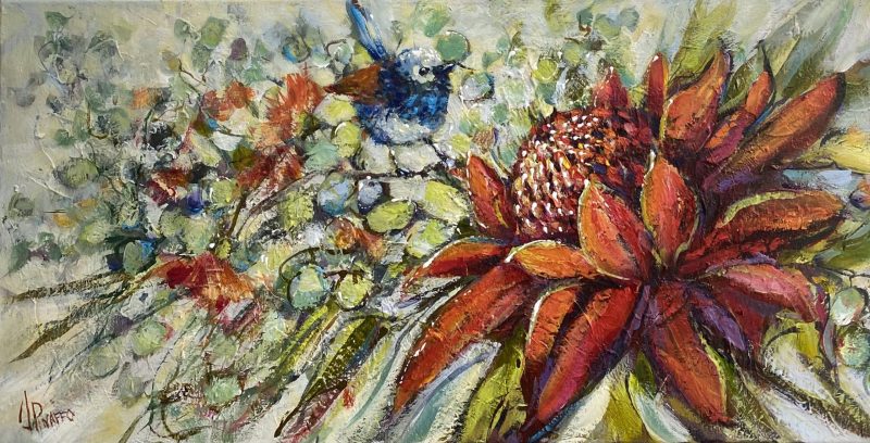 Fiery Waratah and blue wren