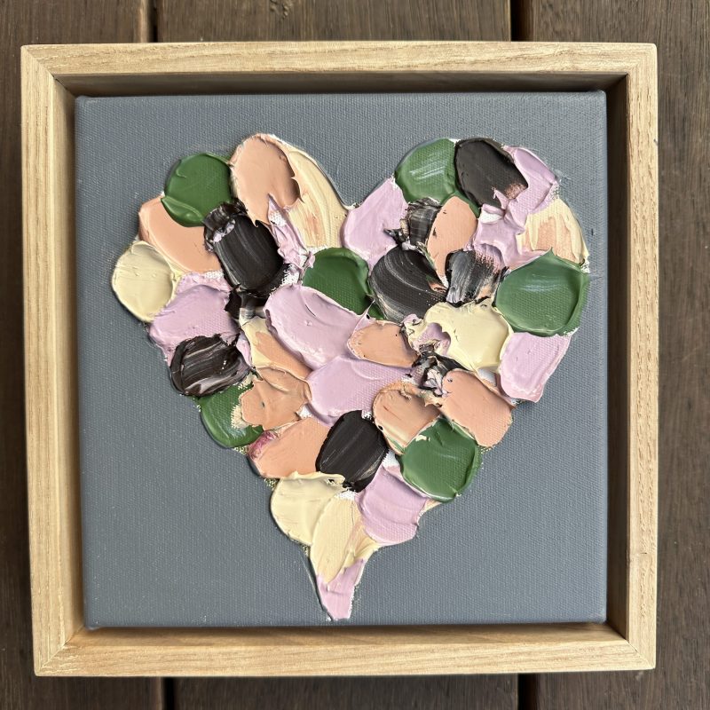 Valentine’s Day Grey Petal Love Heart – framed
