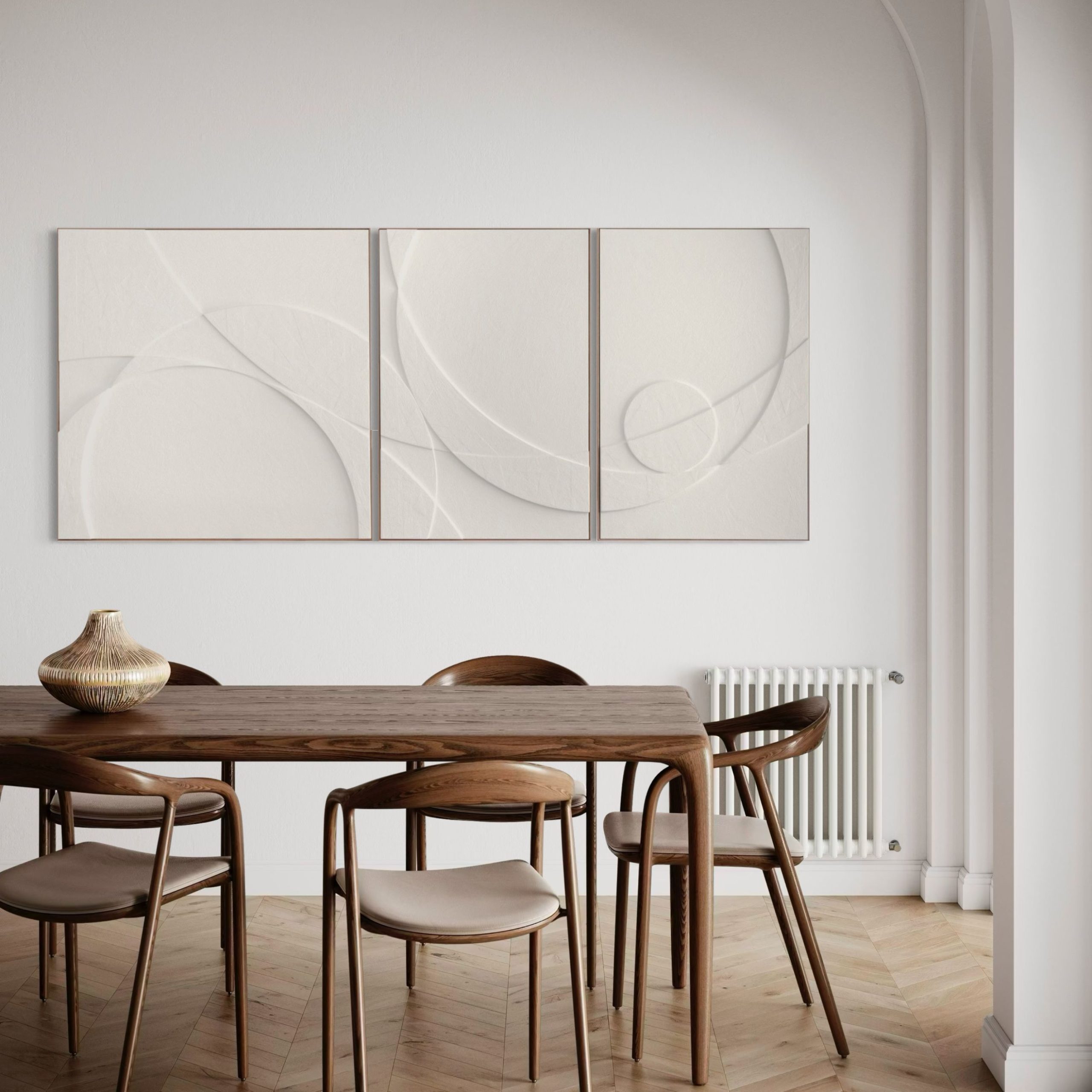 Dusk & Dawn Ltd Edition Sureen Gouws Art Wall Sculpture Minimalistic Texture Natural White Setting 1
