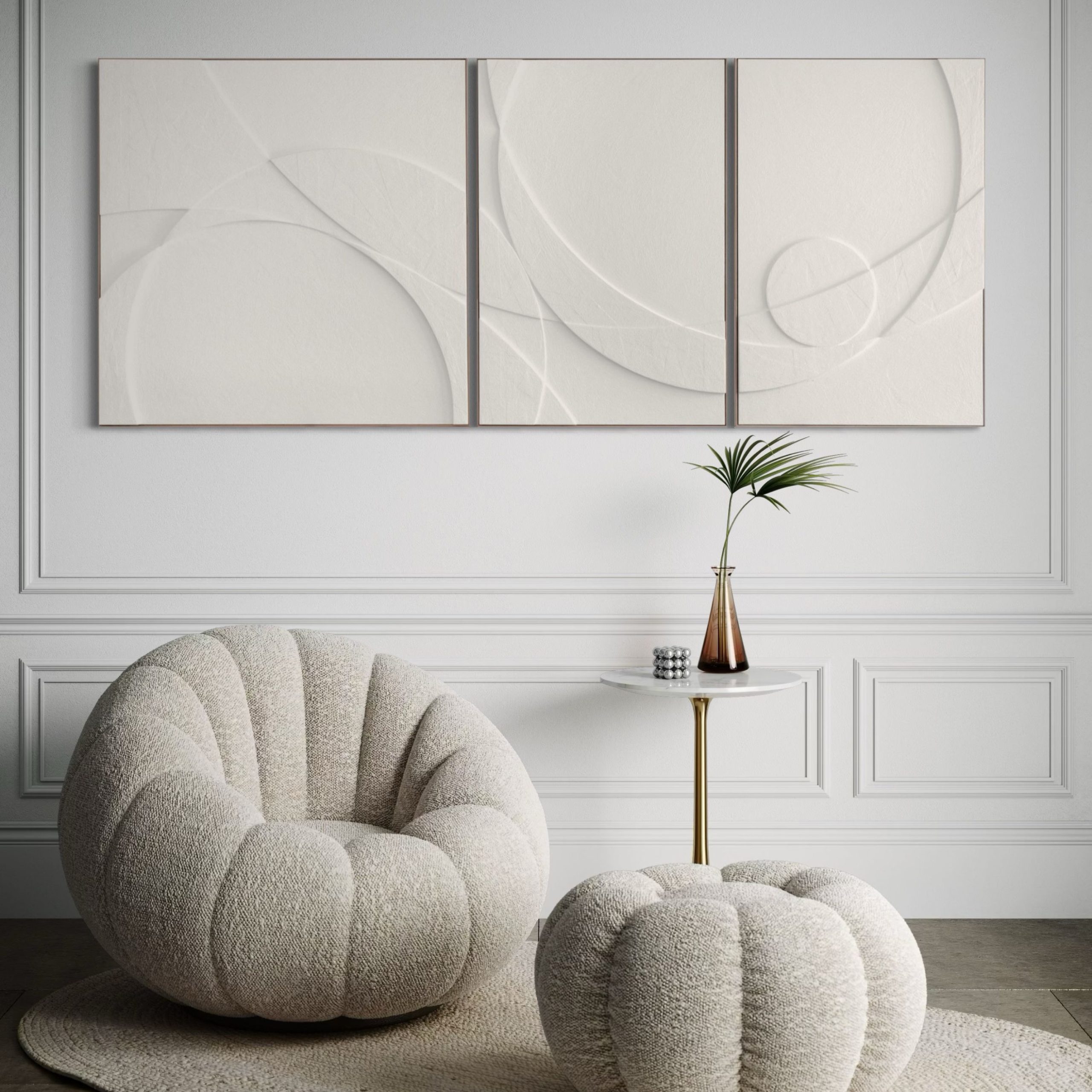 Dusk & Dawn Ltd Edition Sureen Gouws Art Wall Sculpture Minimalistic Texture Natural White Setting 2