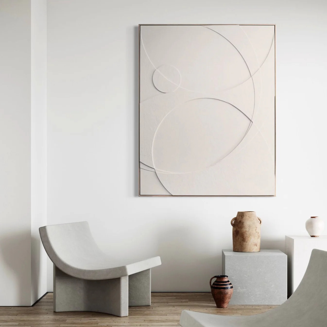 Morning Star Ltd Edition Sureen Gouws Art Wall Sculpture Minimalistic Texture Natural White Setting B