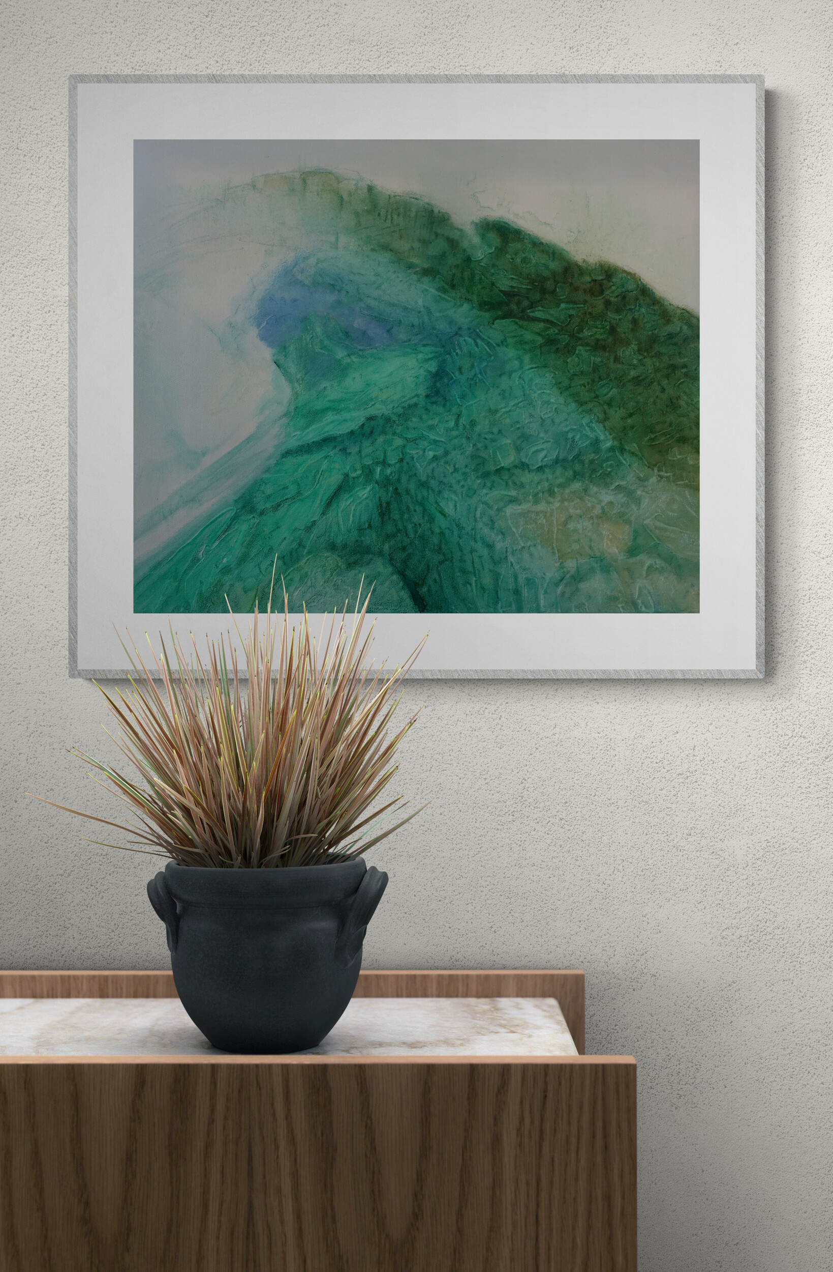 Canvy Opalescence Close Up Of A Small Plant Sitting On A Cabinet