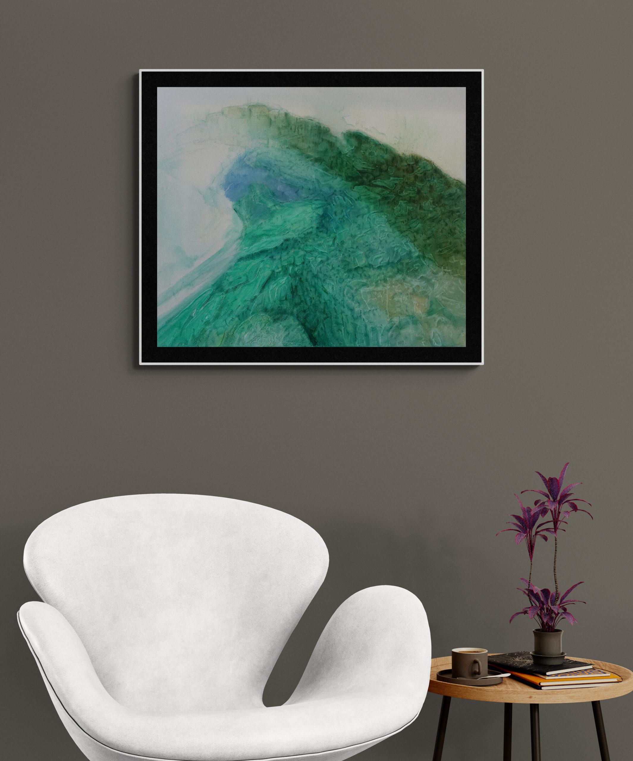 Canvy Opalescence Comfy Leather Chair Next To A Side Table