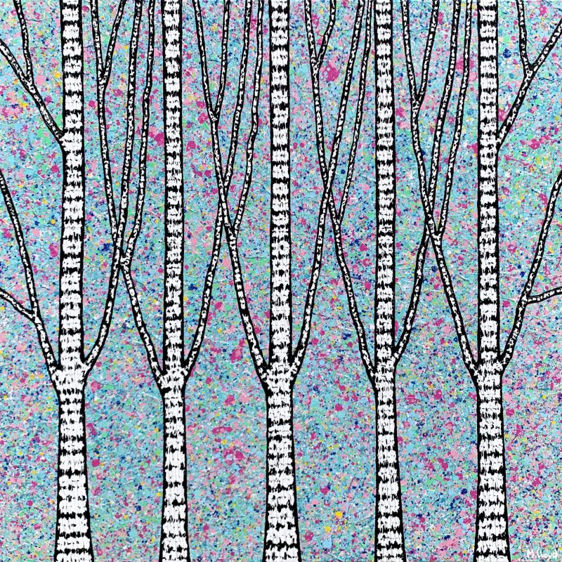 Birch Trees in Coastal Floral Garden