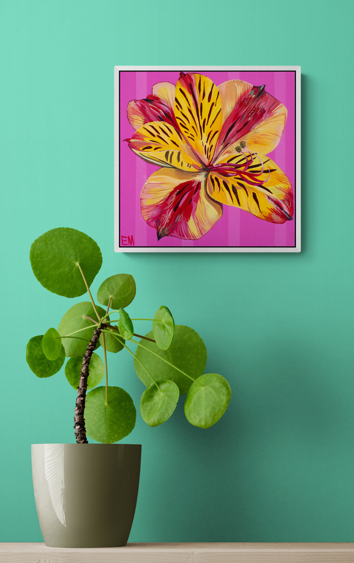 Leafy Potted Plant On A Wooden Bench (1)