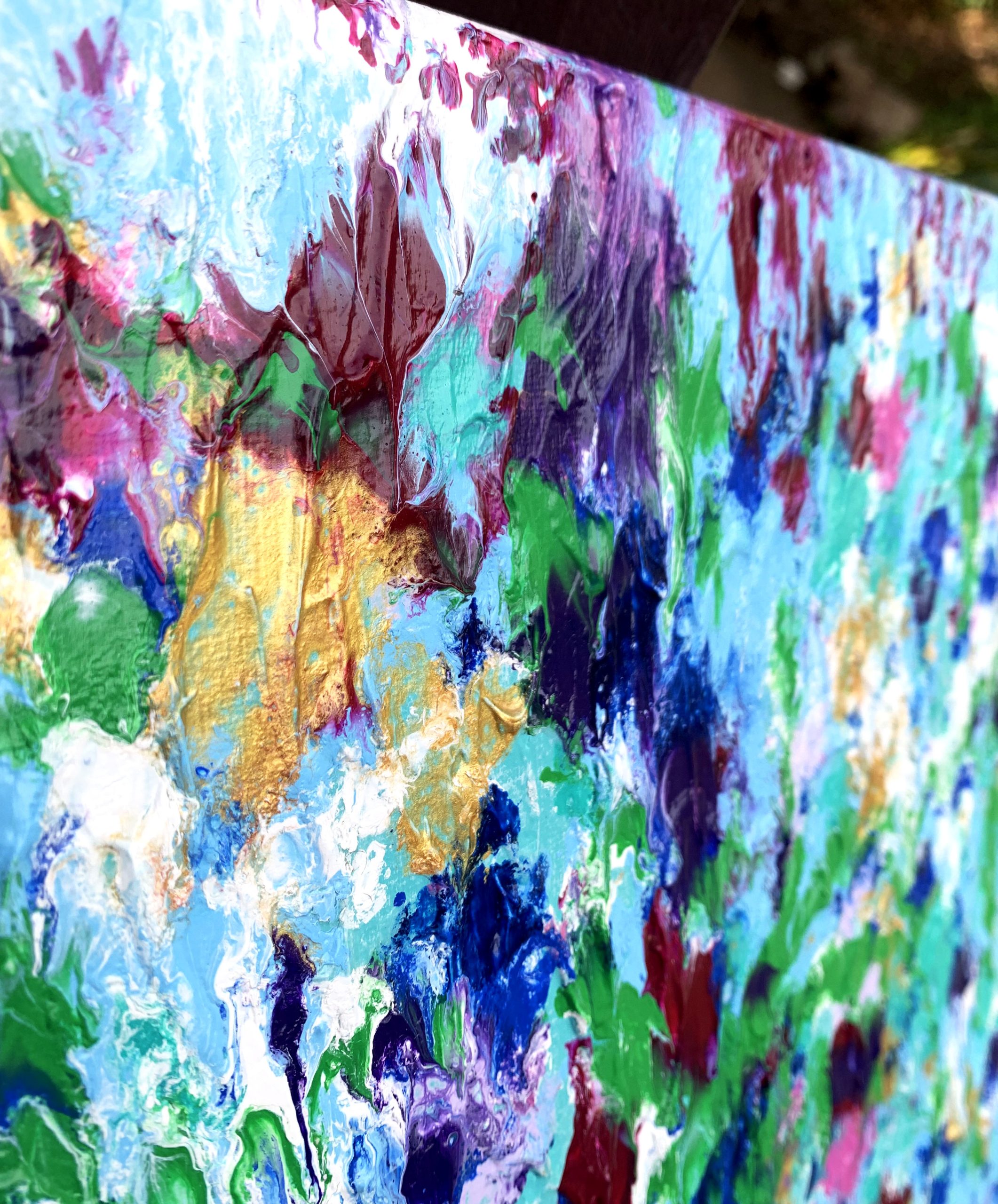 Close Up 1 Fuchsias And Violets Abstract Flower Painting Miranda Lloyd