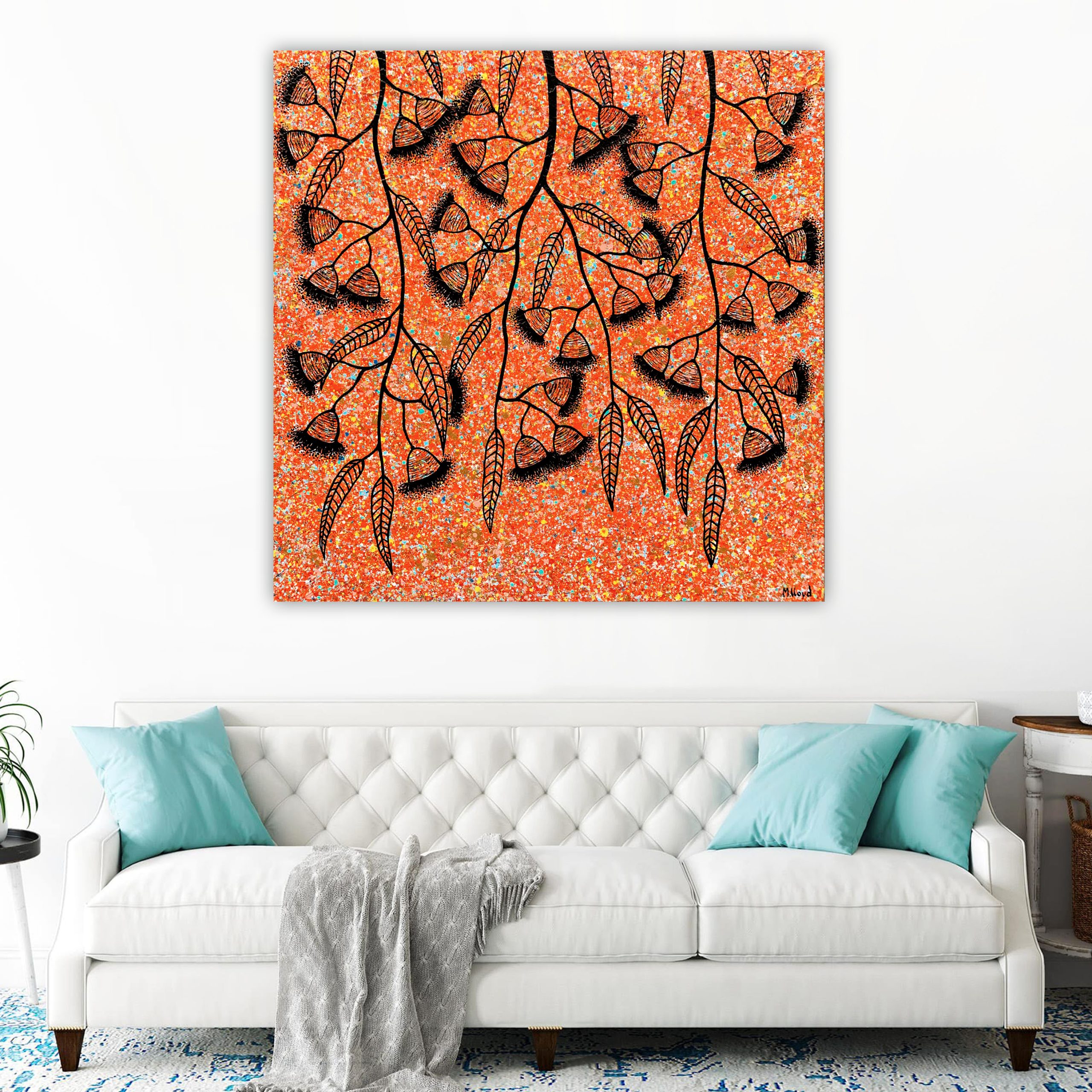 Lounge 1 Outback Flowering Gum Tree Textured Abstract Miranda Lloyd Bluethumb Art