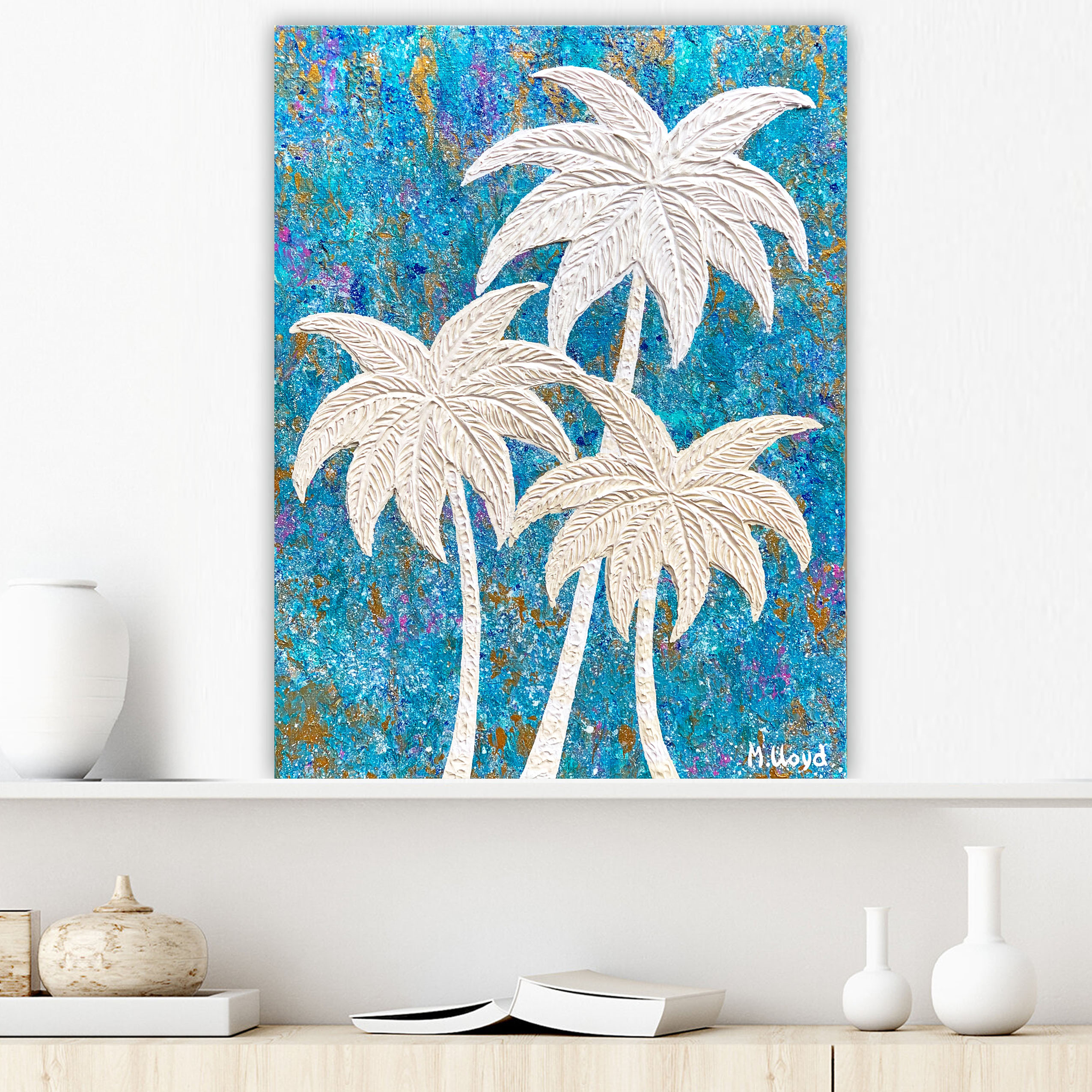 Lounge Beach 2 Palm Trees Coastal Blues Mini