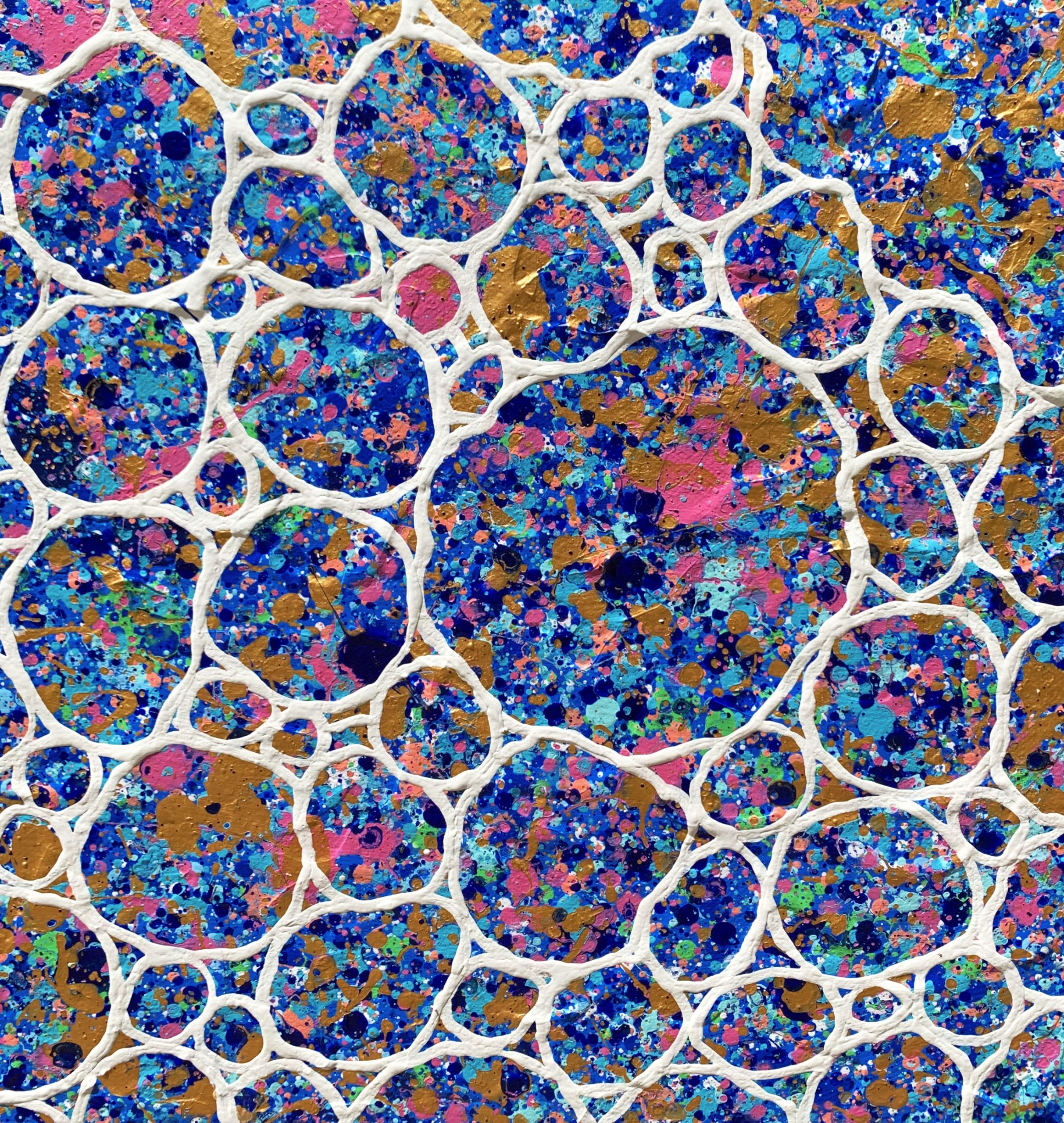 Close Up Coastal Mediterranean Blues Pebbles Textured Impasto Close Up Coastal Mediterranean Blues Pebbles Textured Impasto