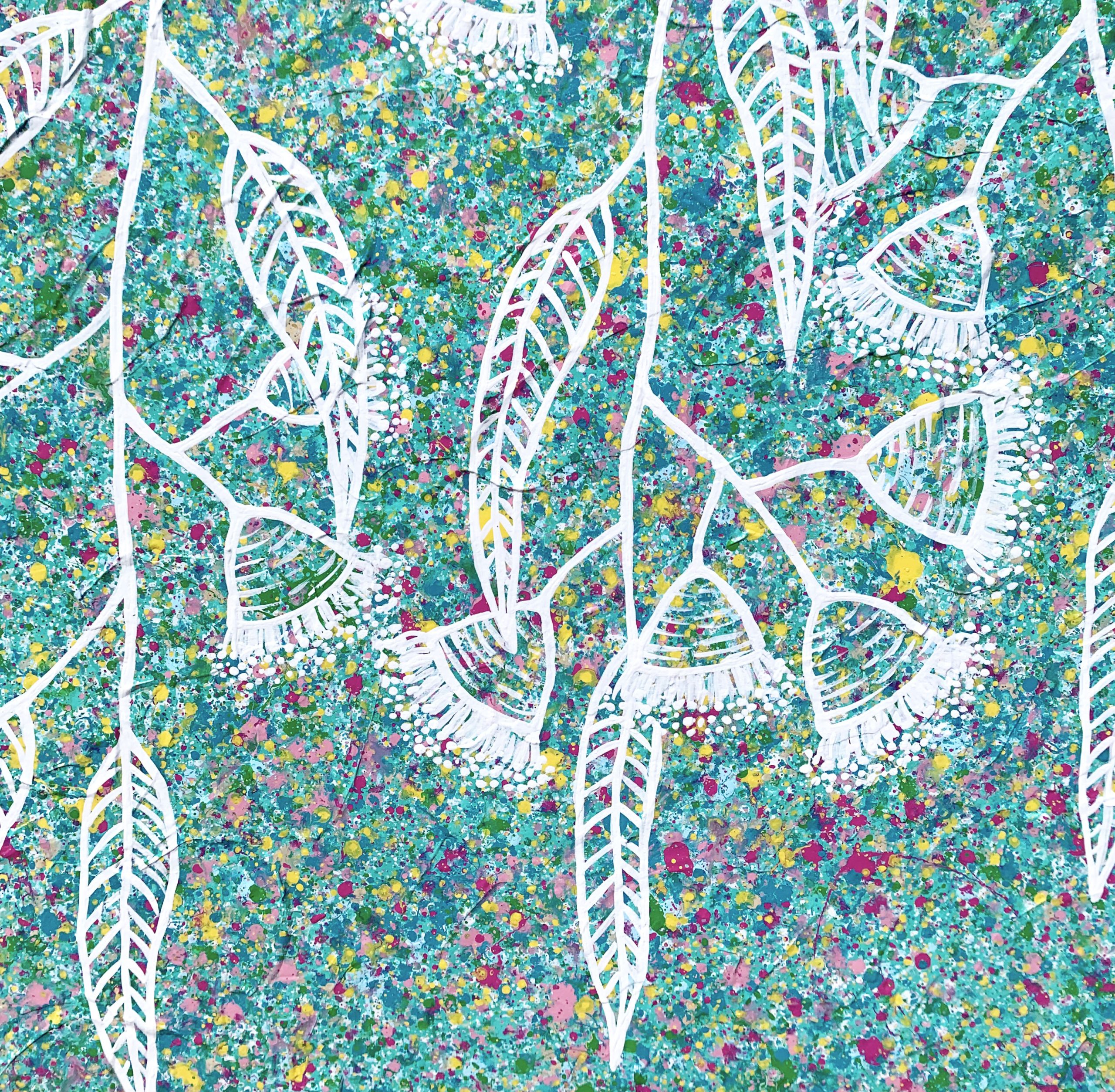 Close Up Tree Flowering Gum Tree Textured Impasto Miranda Lloyd Artist