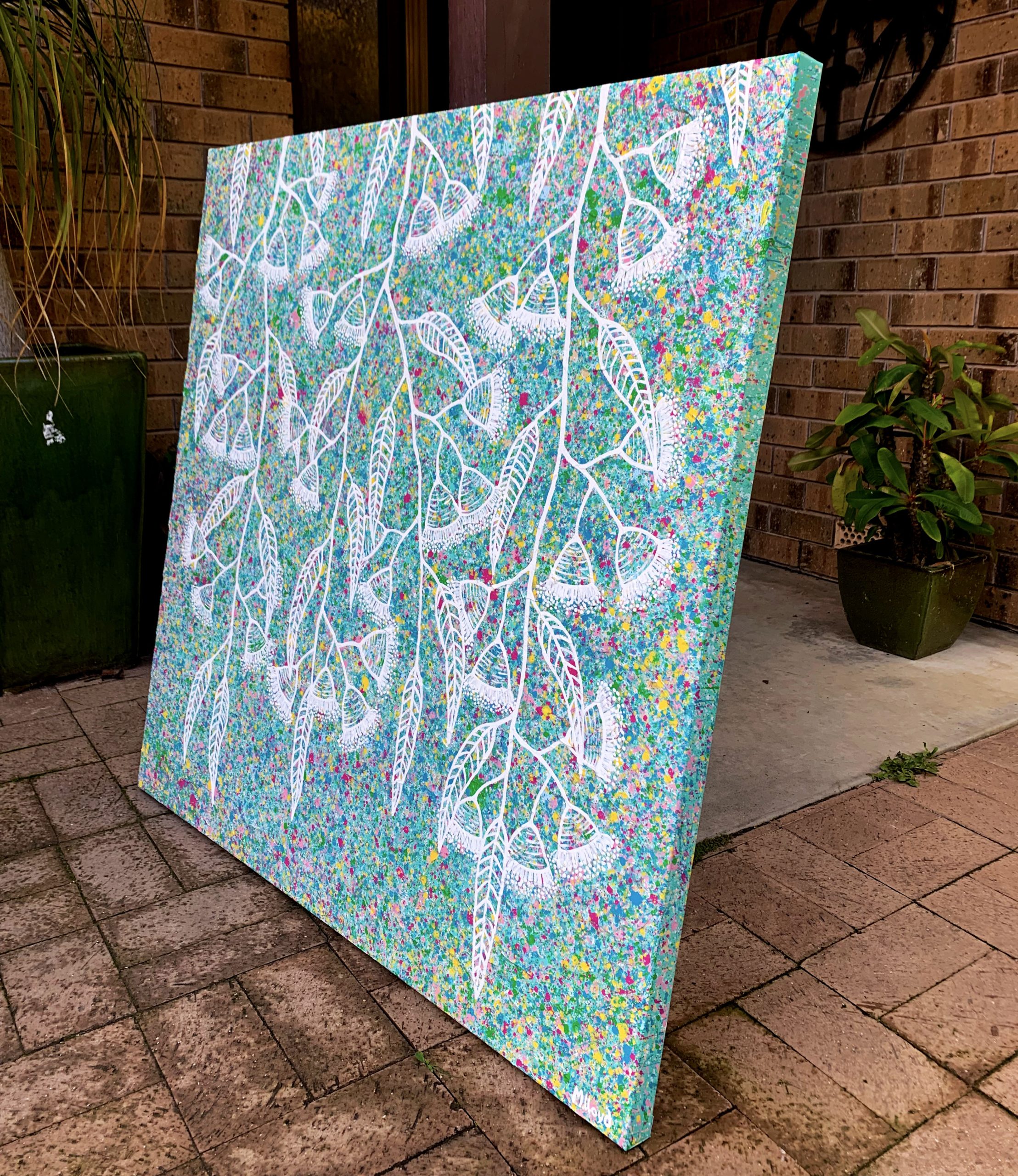 Side Tree Flowering Gum Tree Textured Impasto Miranda Lloyd Artist