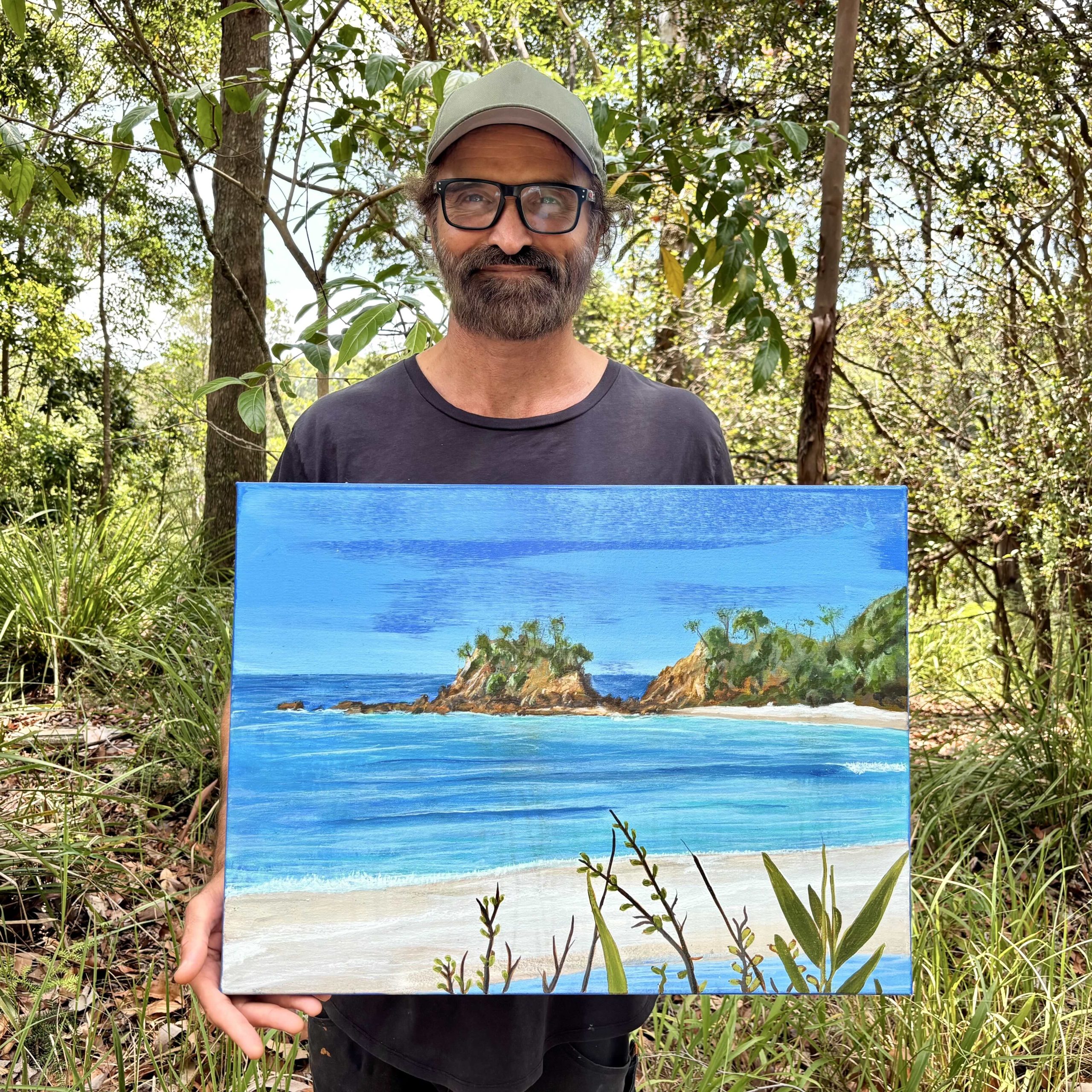 Anthony Walker Aborigina Art The Pass Cavanbah With Artist