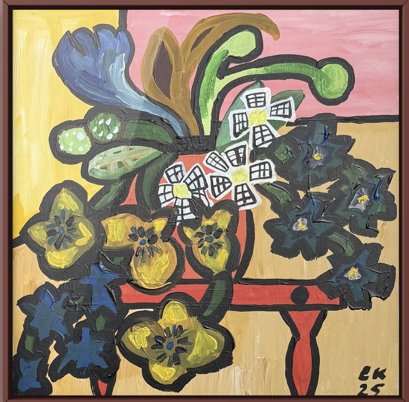 Still Life With Many Flowers Framed