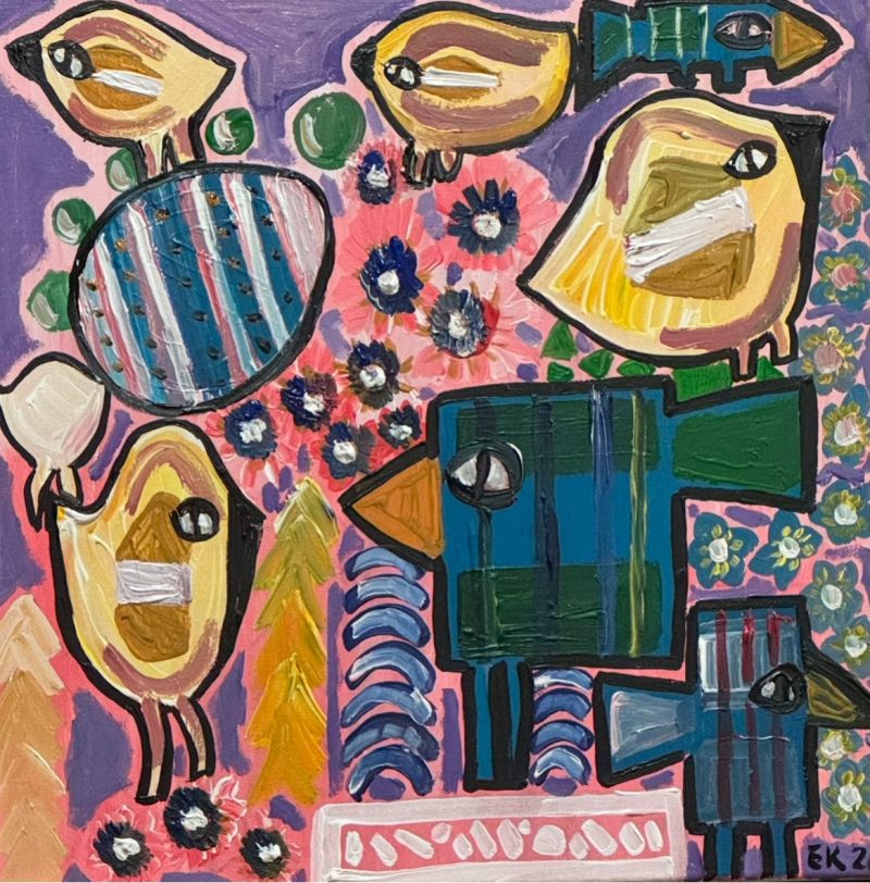 Pink and Purple Bird Landscape