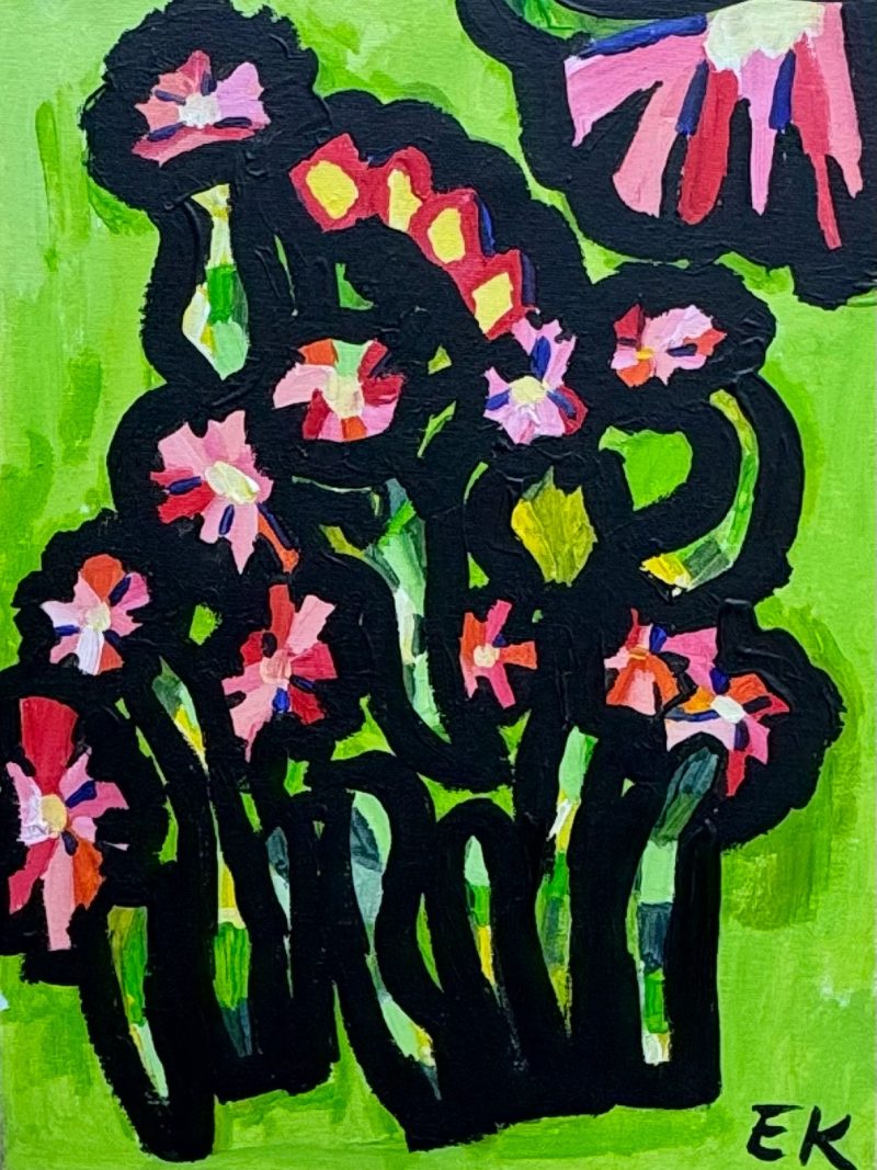 Flowers with a Bright Green Background