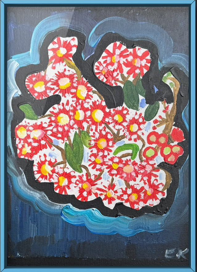 Flowers With A Dark Background Framed