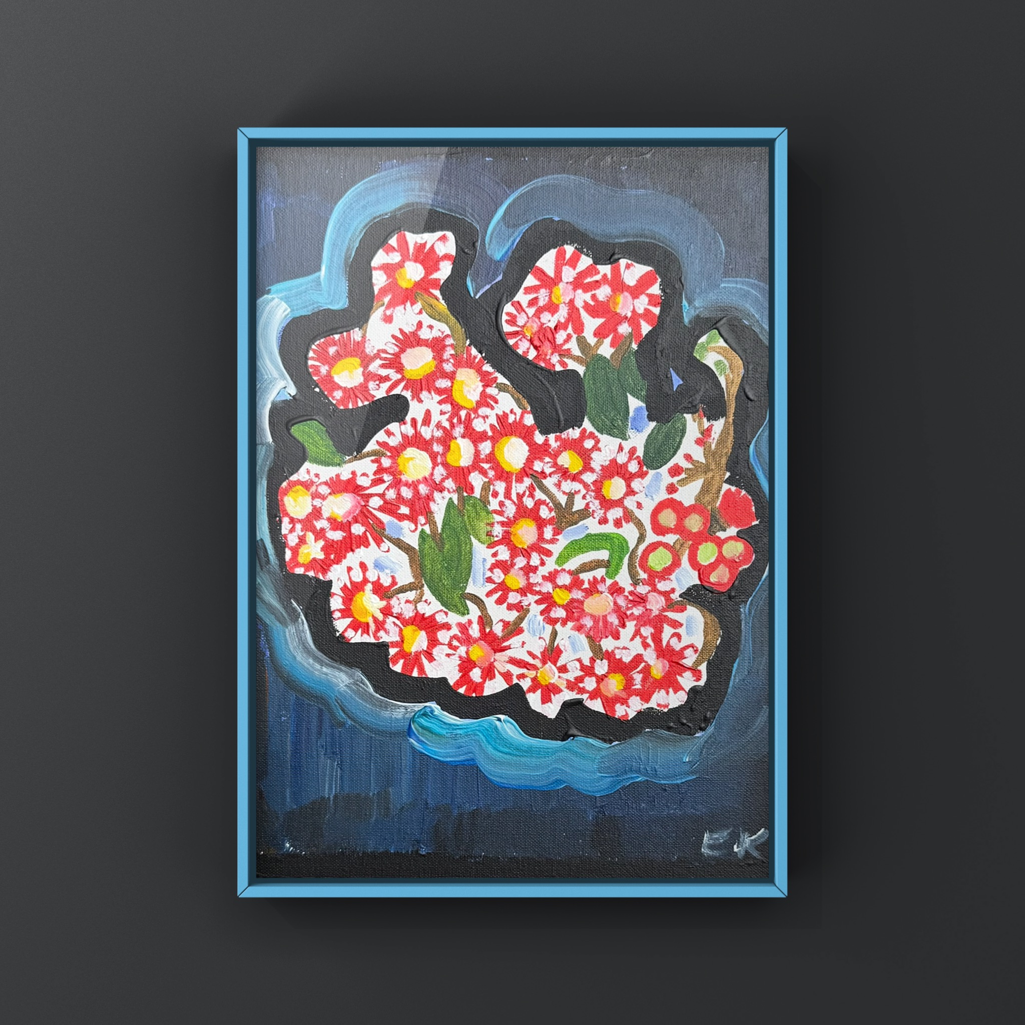 Flowers With A Dark Backrgound Wall