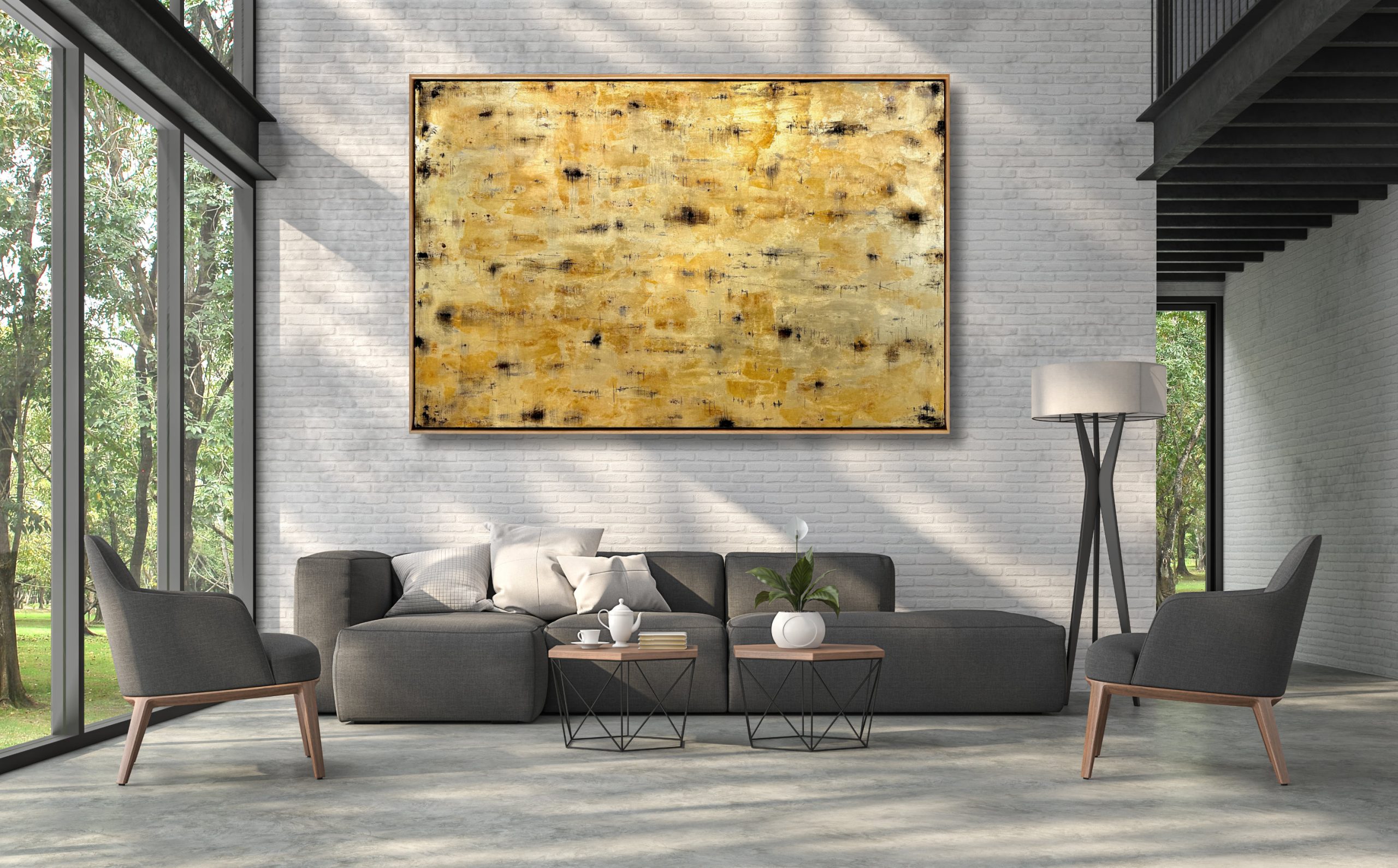 Fractured Lumiere Gold Abstract Deborah Lang Art 4