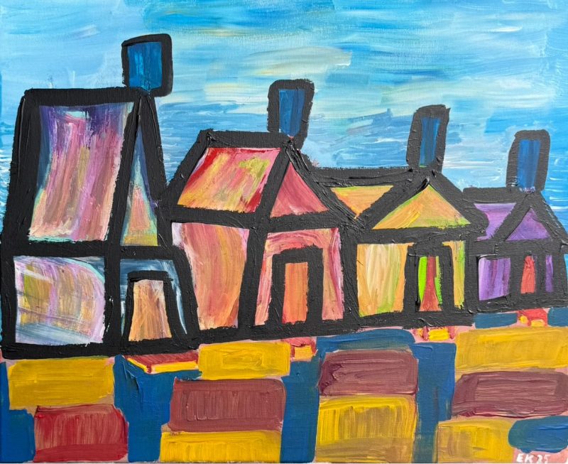 Beach huts on the Pavement