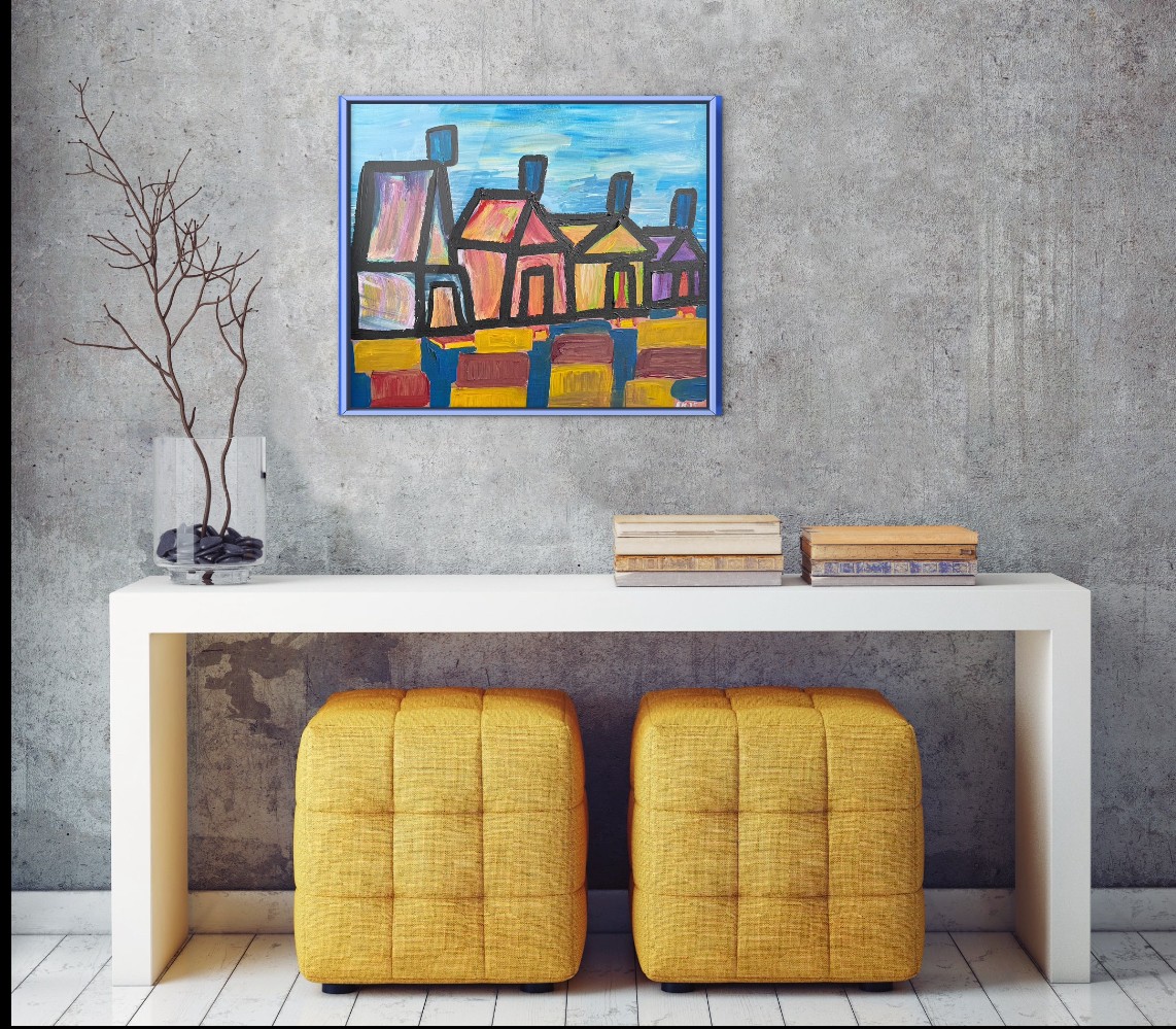 Beach Huts On The Pavement Setting