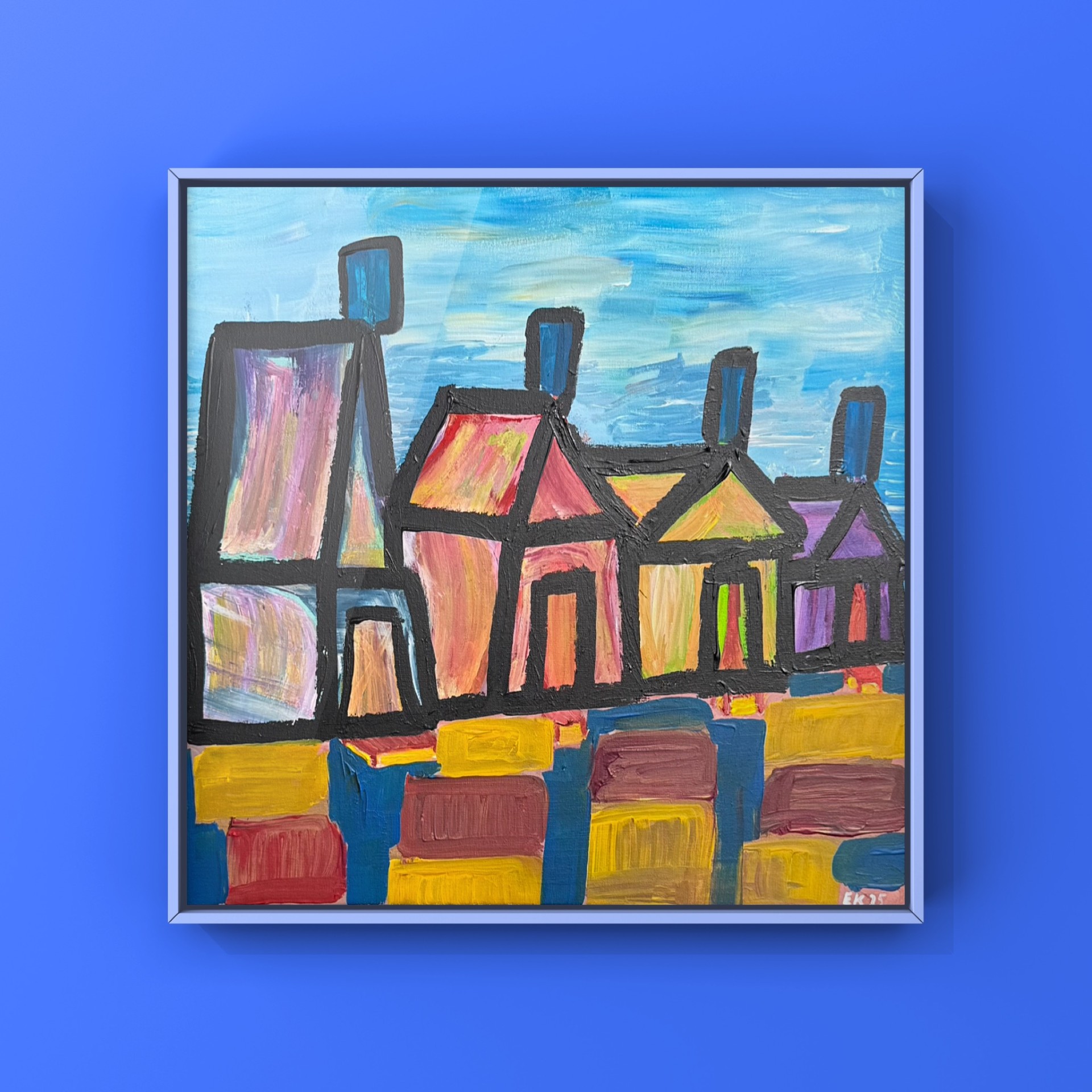 Beach Huts On The Pavement Wall