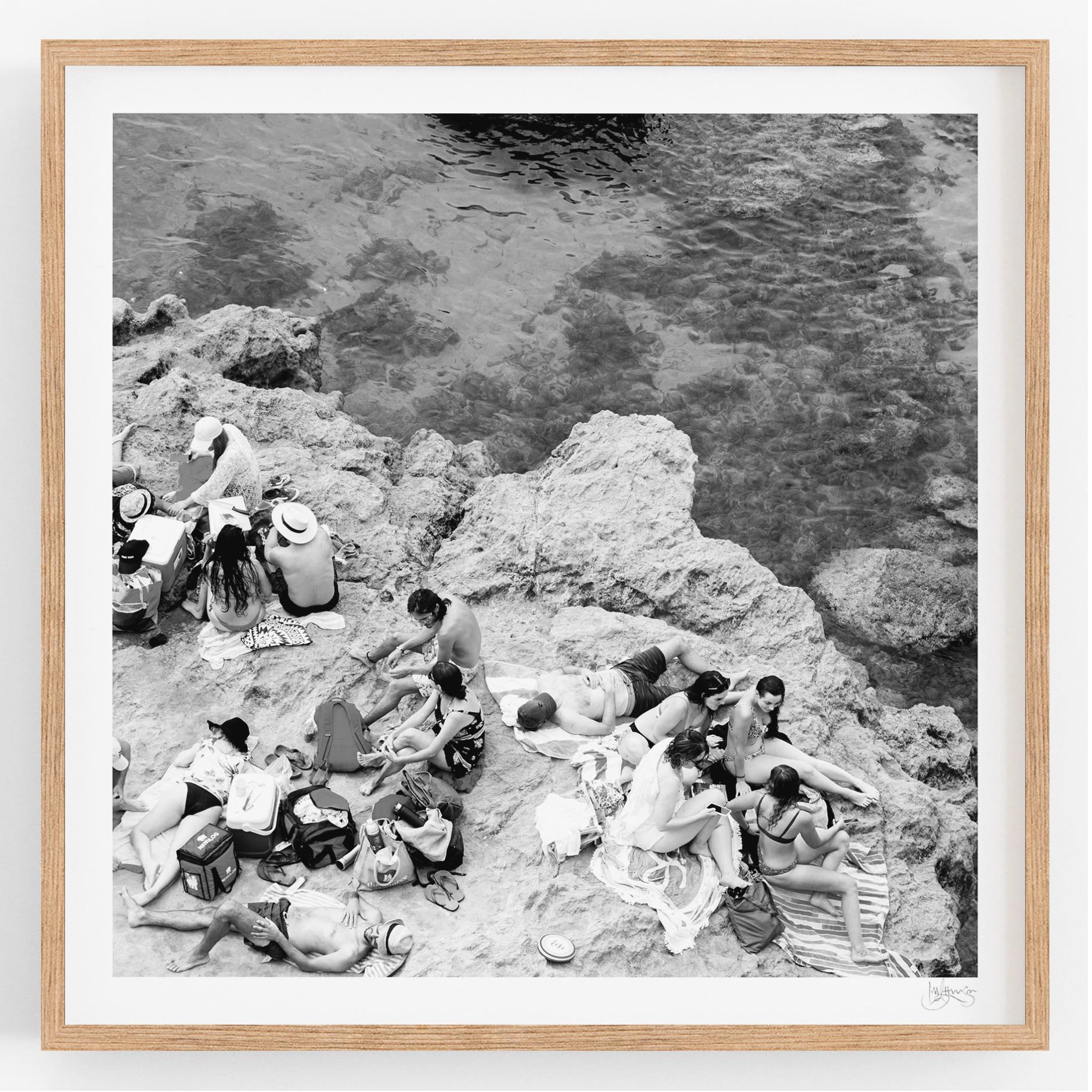 Pillars Picnic Framed Bw Sq