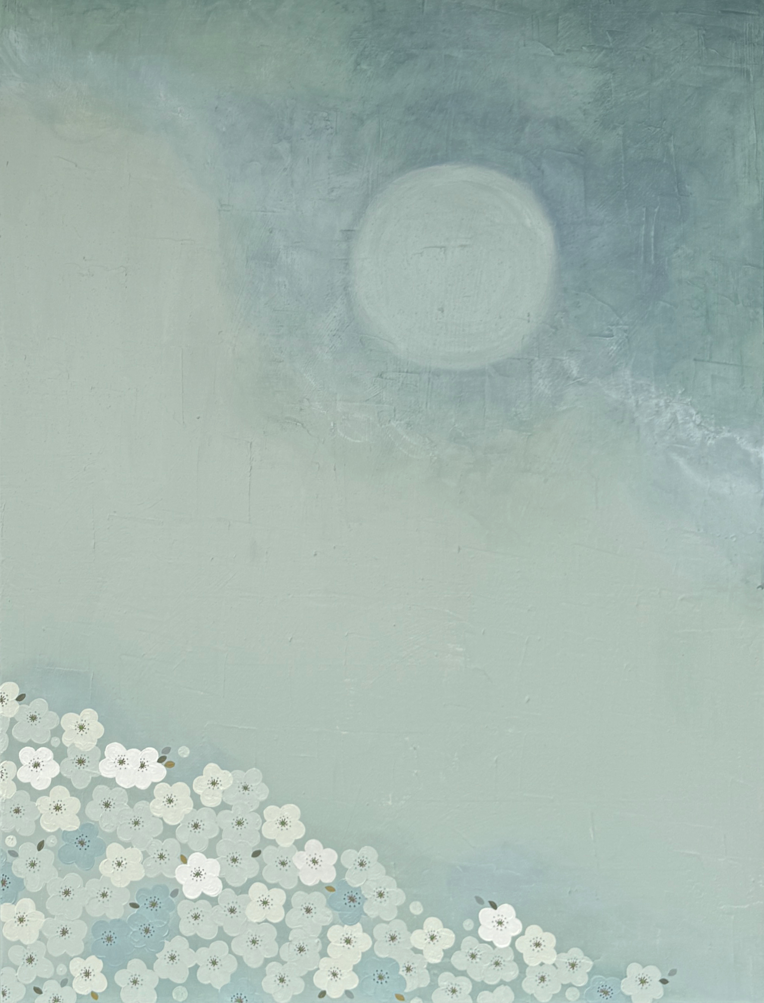 Min Ray Quiet Bloom Sage Moon Diptych Right Full