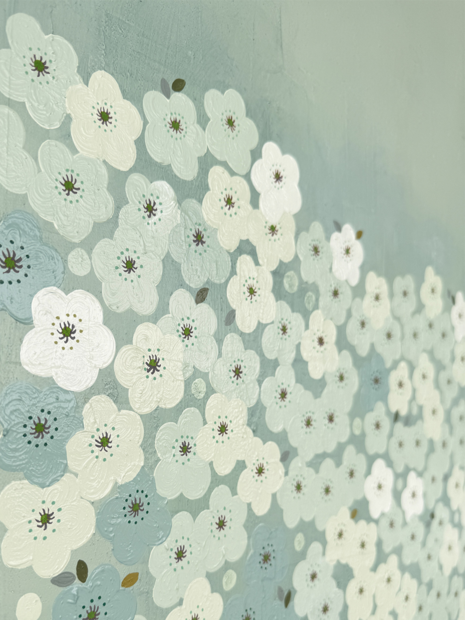 Min Ray Quiet Bloom Sage Moon Diptych Detail1